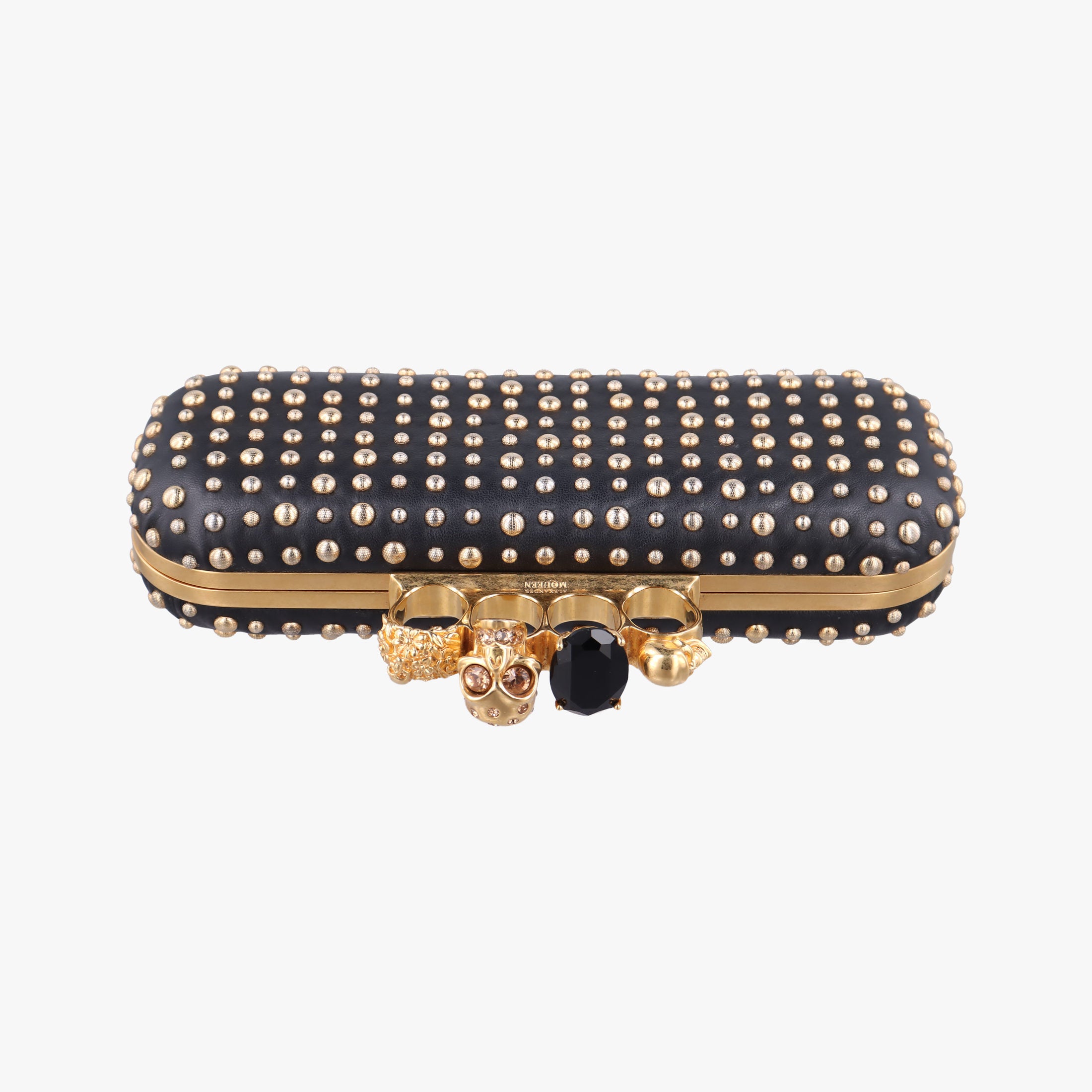 Secondhand Alexander McQueen Four Ring Black Leather  shoulderbag | stylenewstar
