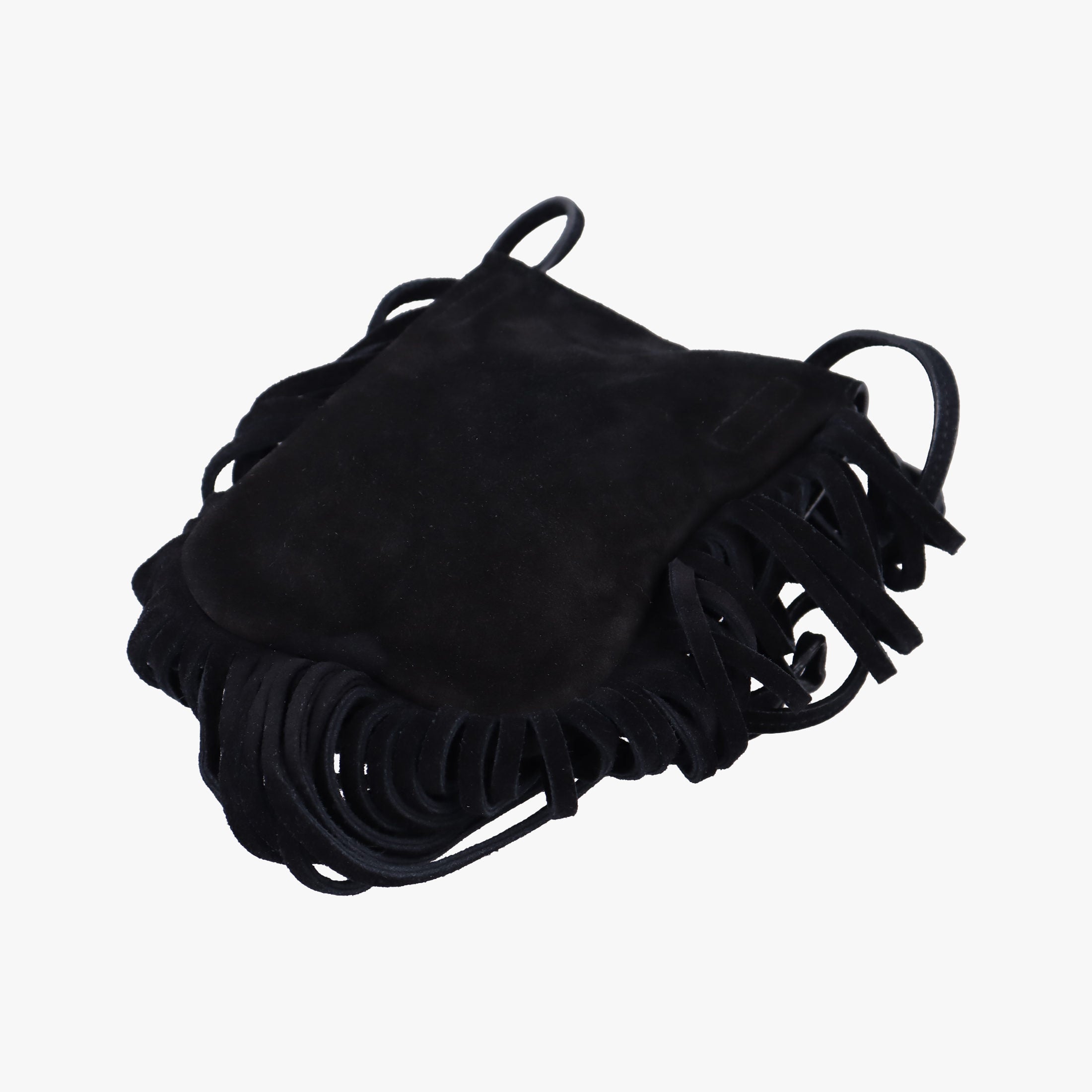 Secondhand Yves Saint Laurent fringe Black Suede 425145 shoulderbag | stylenewstar