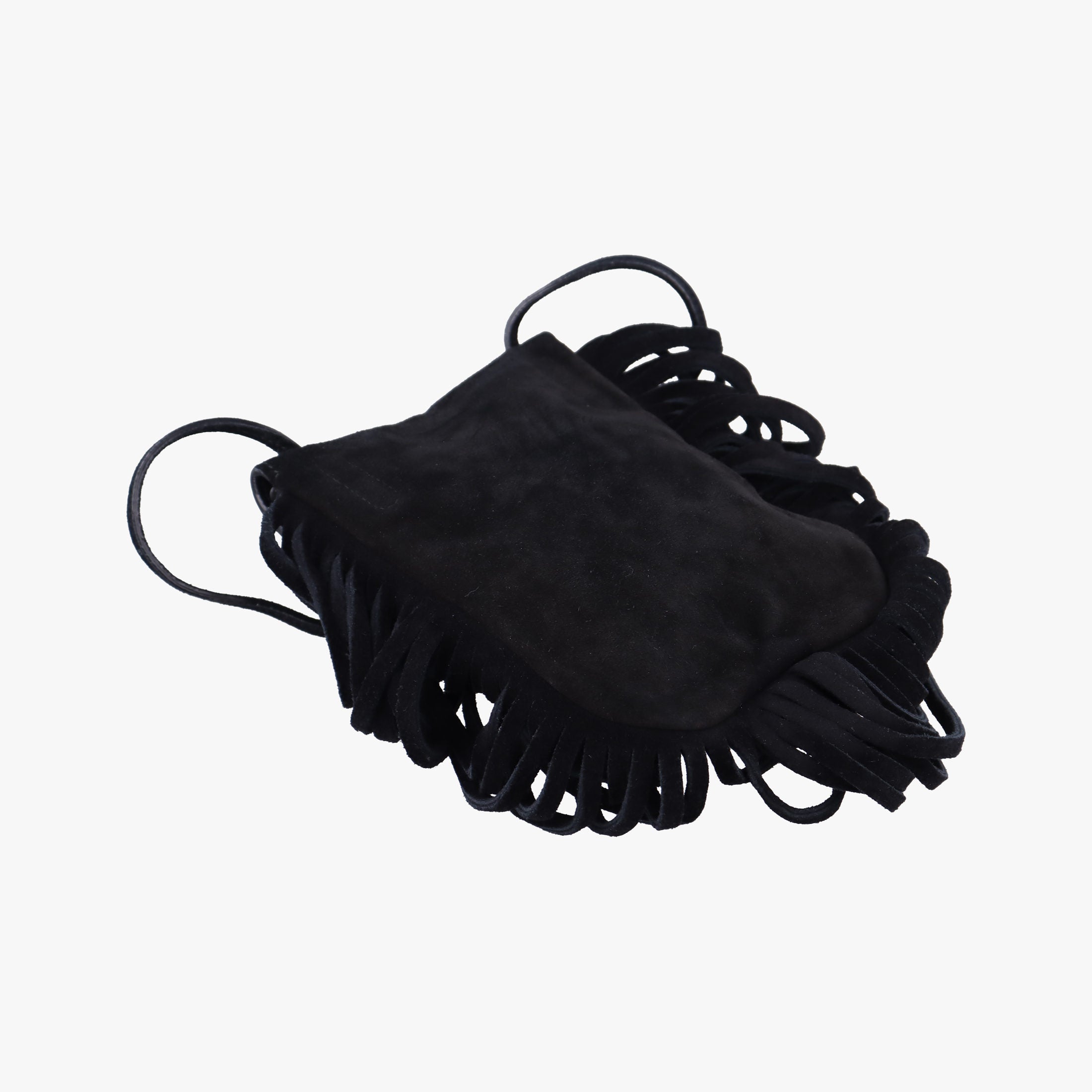 Secondhand Yves Saint Laurent fringe Black Suede 425145 shoulderbag | stylenewstar