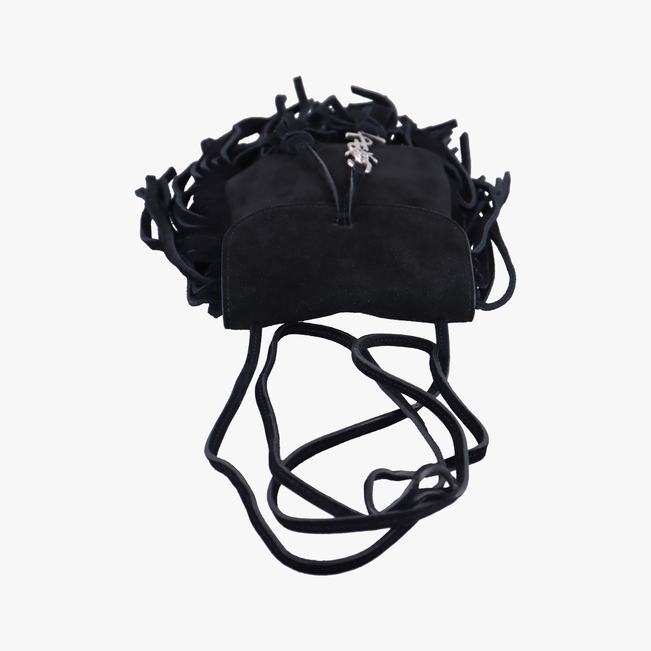 Secondhand Yves Saint Laurent fringe Black Suede 425145 shoulderbag | stylenewstar