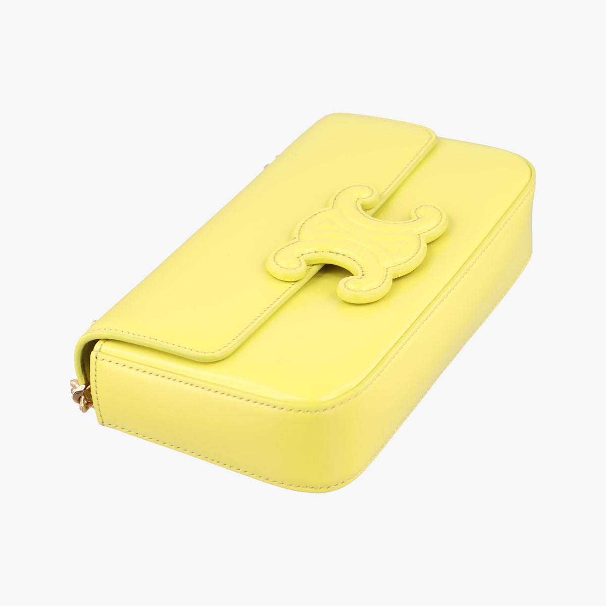 Pre-owned Celine Triomphe Chain Yellow Leather  shoulderbag | stylenewstar