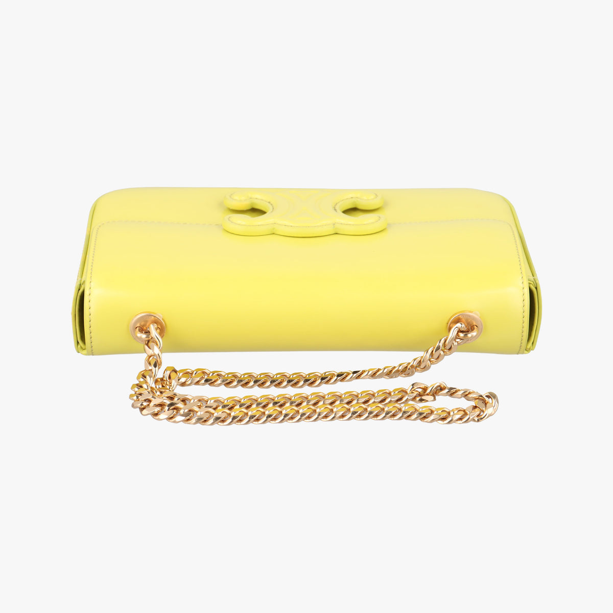 Pre-owned Celine Triomphe Chain Yellow Leather  shoulderbag | stylenewstar