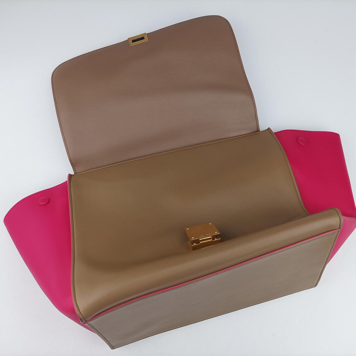 Vintage Celine Trapeze Small Beige×rose Leather  shoulderbag | stylenewstar