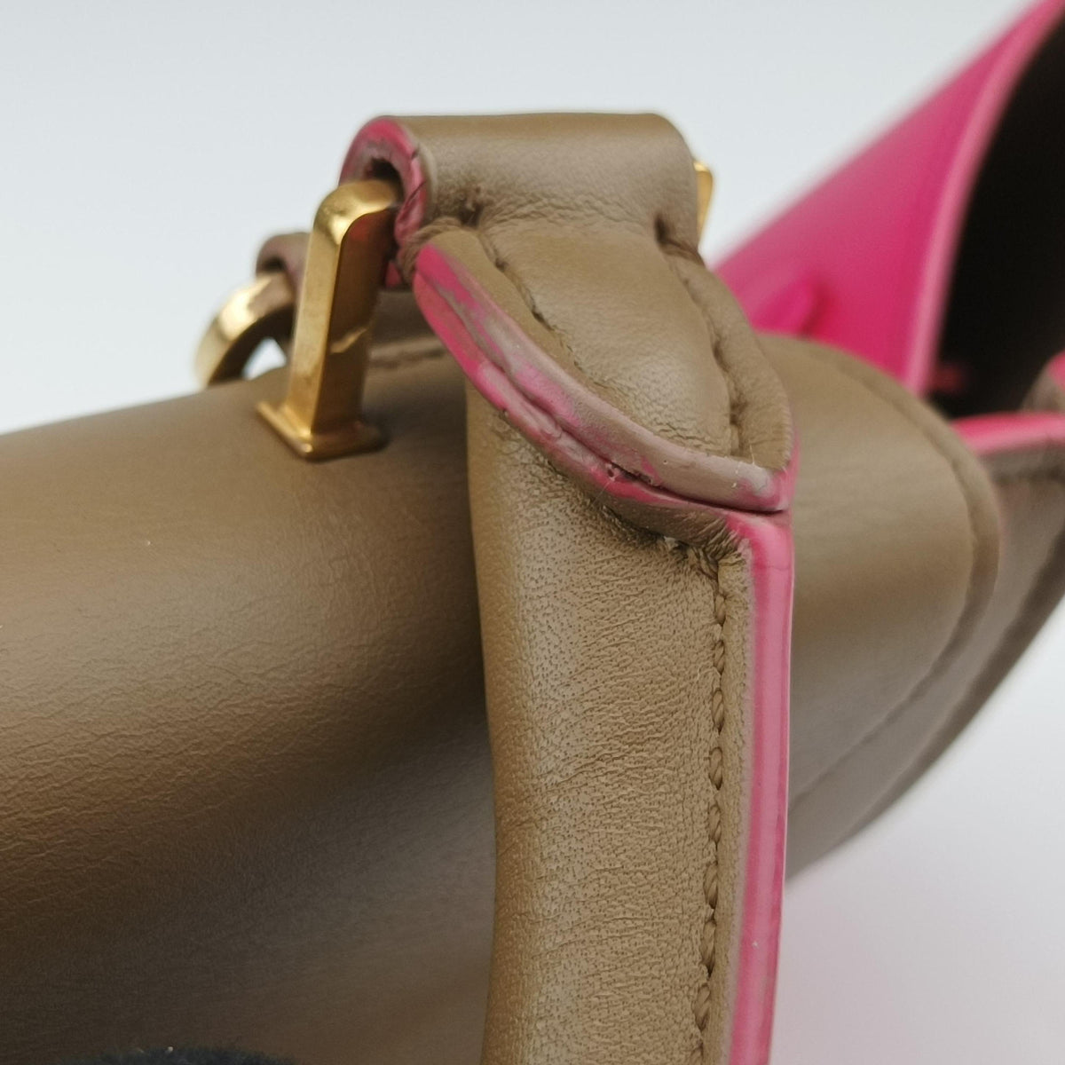 Vintage Celine Trapeze Small Beige×rose Leather  shoulderbag | stylenewstar