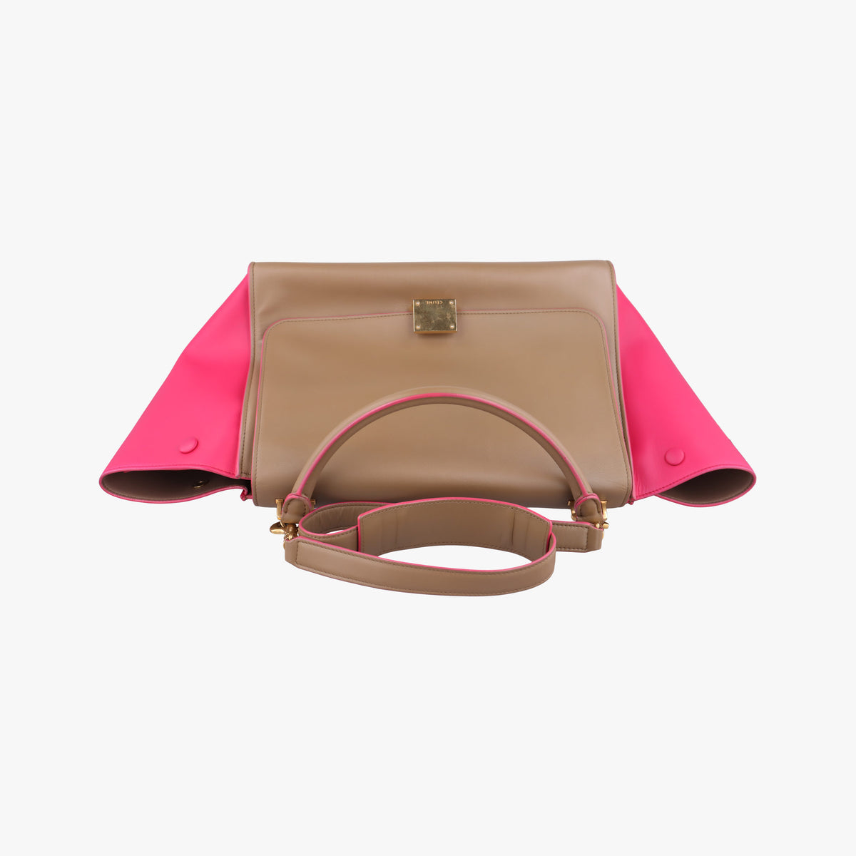 Vintage Celine Trapeze Small Beige×rose Leather  shoulderbag | stylenewstar