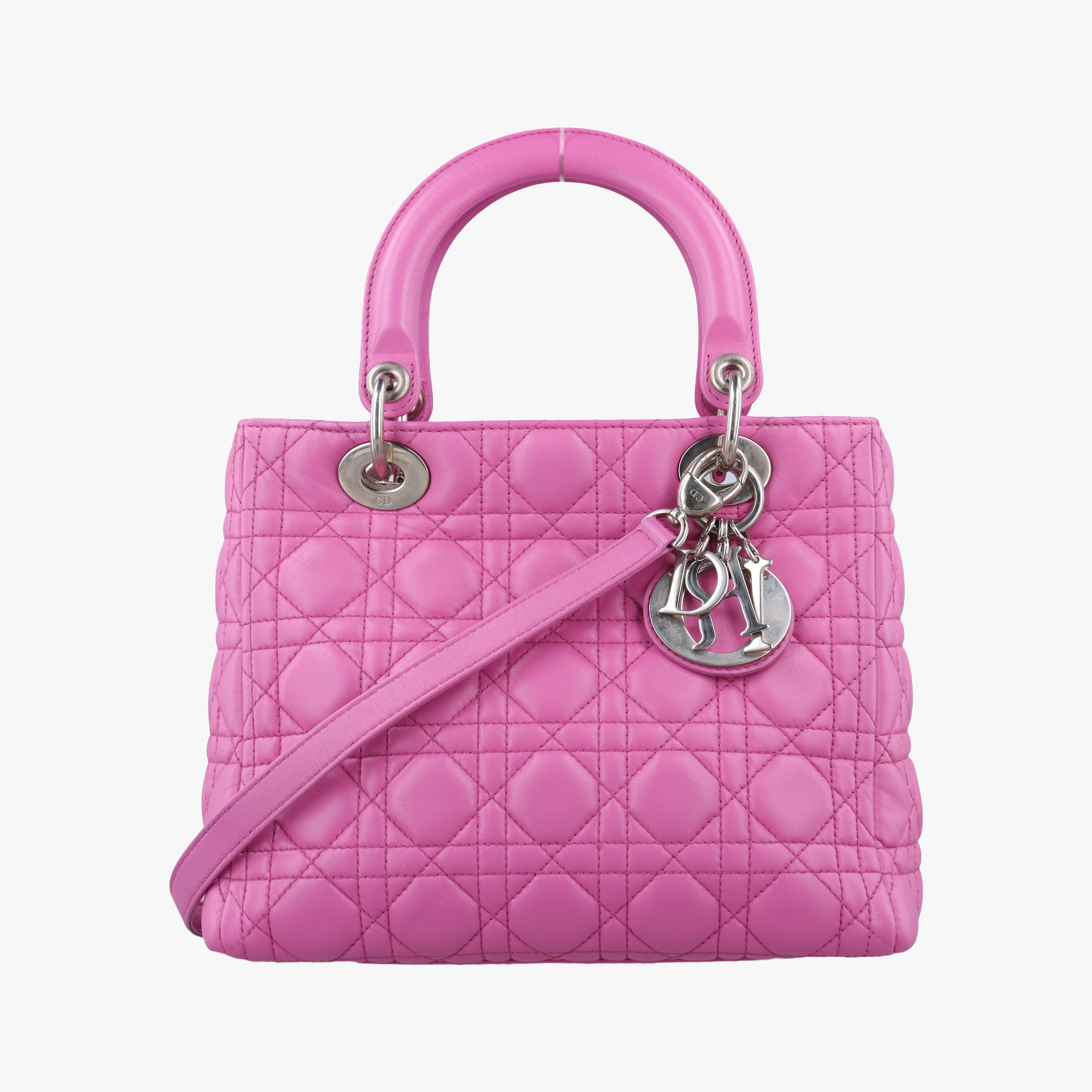 Pre-owned Christian Dior Lady Dior Pink lambskin  shoulderbag | stylenewstar