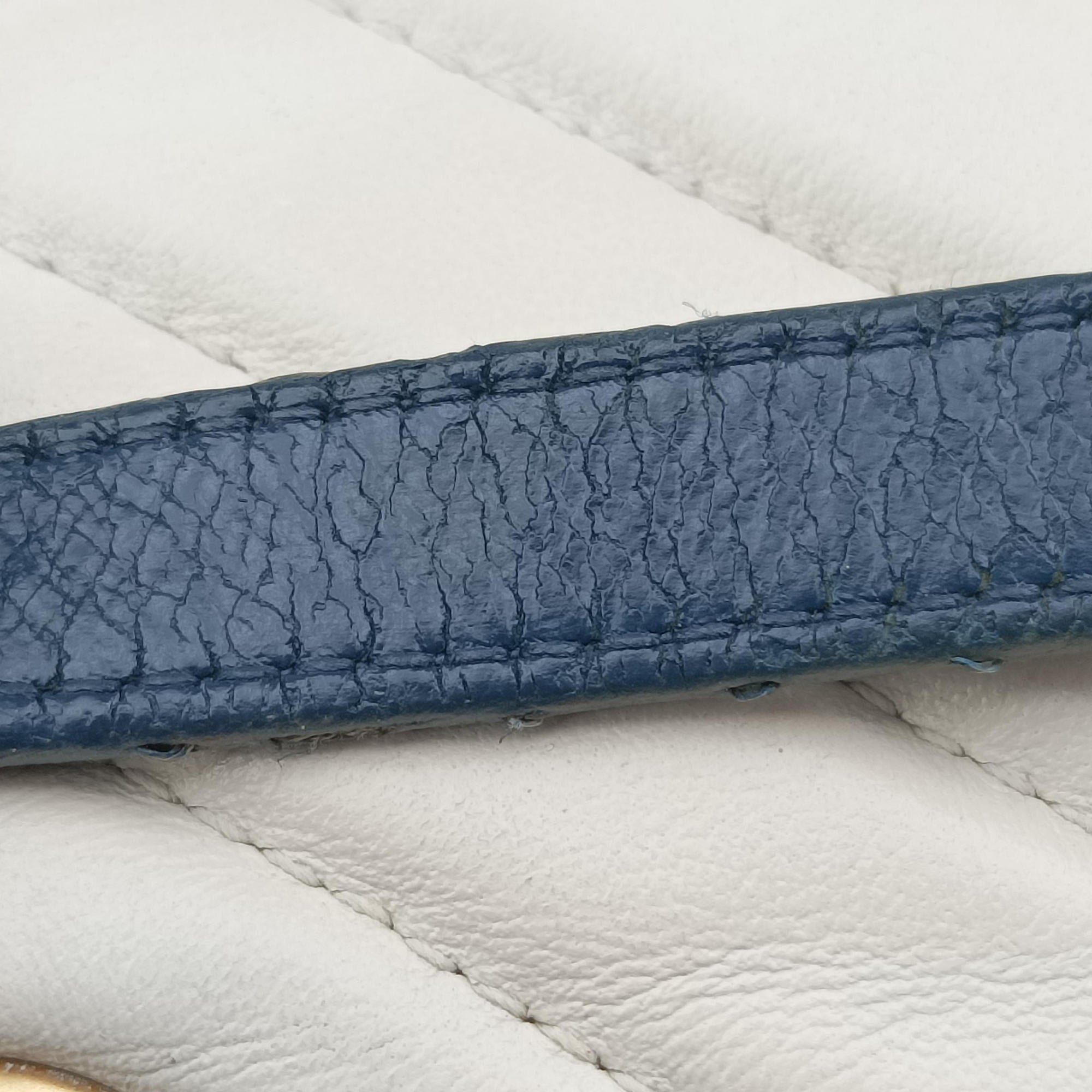 Pre-owned Gucci GG Marmont White×navy Leather 443497 shoulderbag | stylenewstar