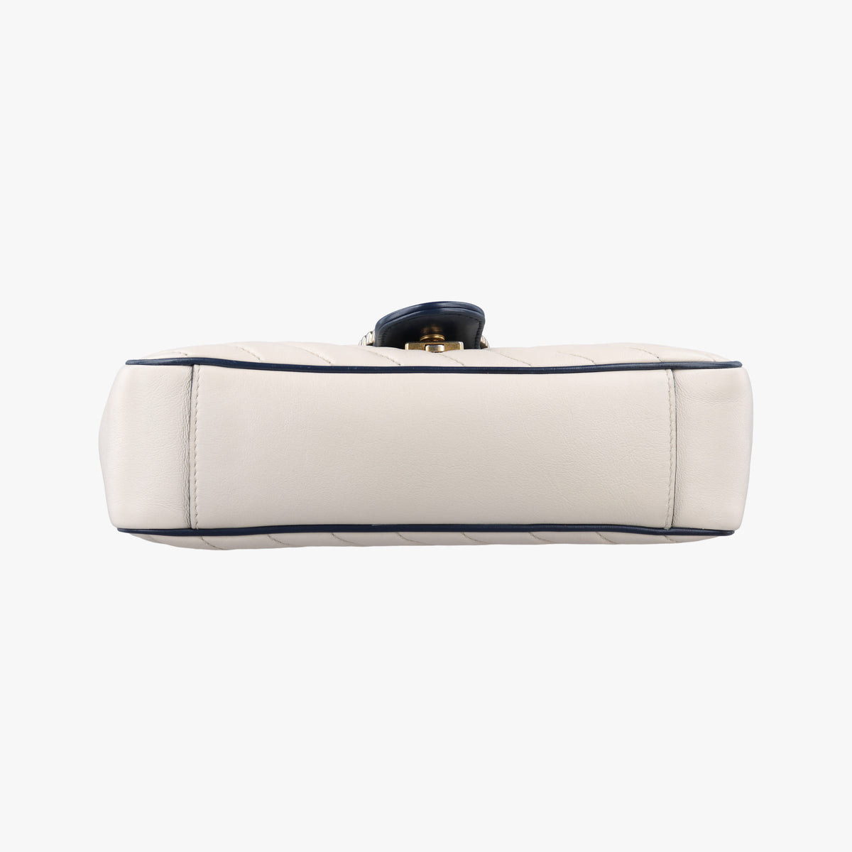 Pre-owned Gucci GG Marmont White×navy Leather 443497 shoulderbag | stylenewstar