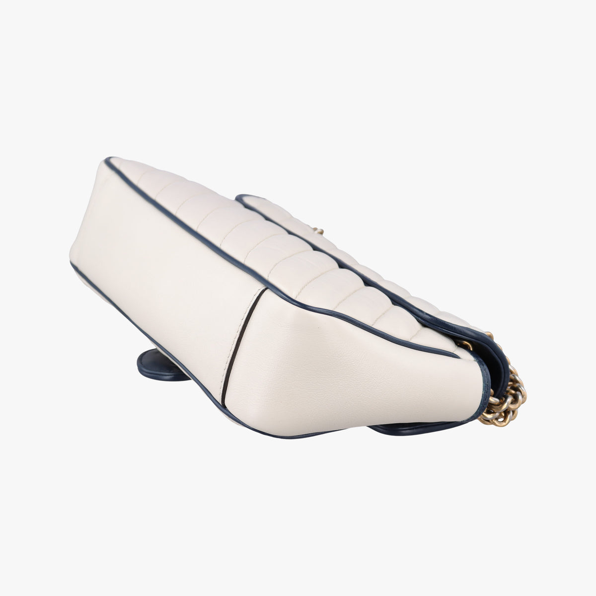 Pre-owned Gucci GG Marmont White×navy Leather 443497 shoulderbag | stylenewstar
