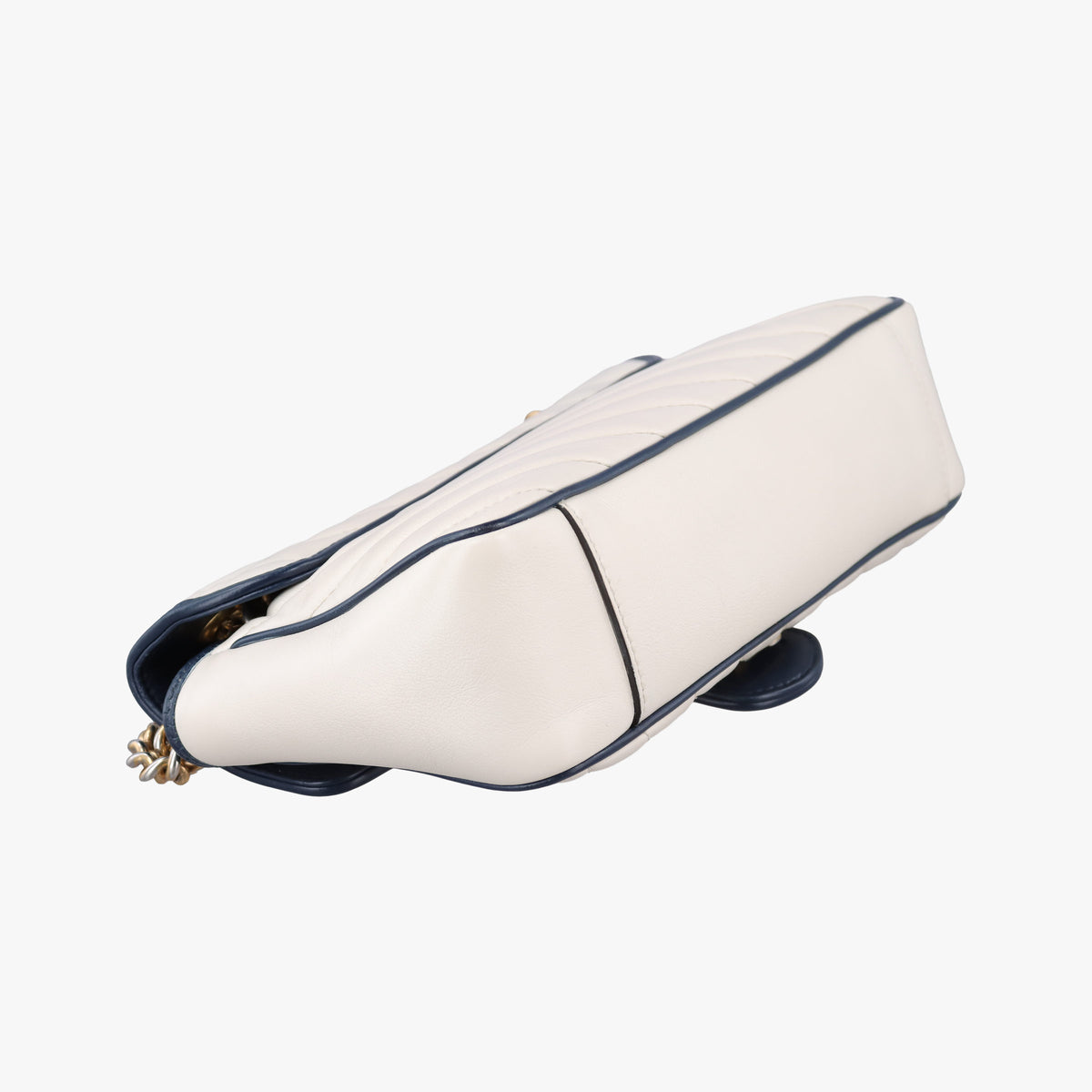 Pre-owned Gucci GG Marmont White×navy Leather 443497 shoulderbag | stylenewstar