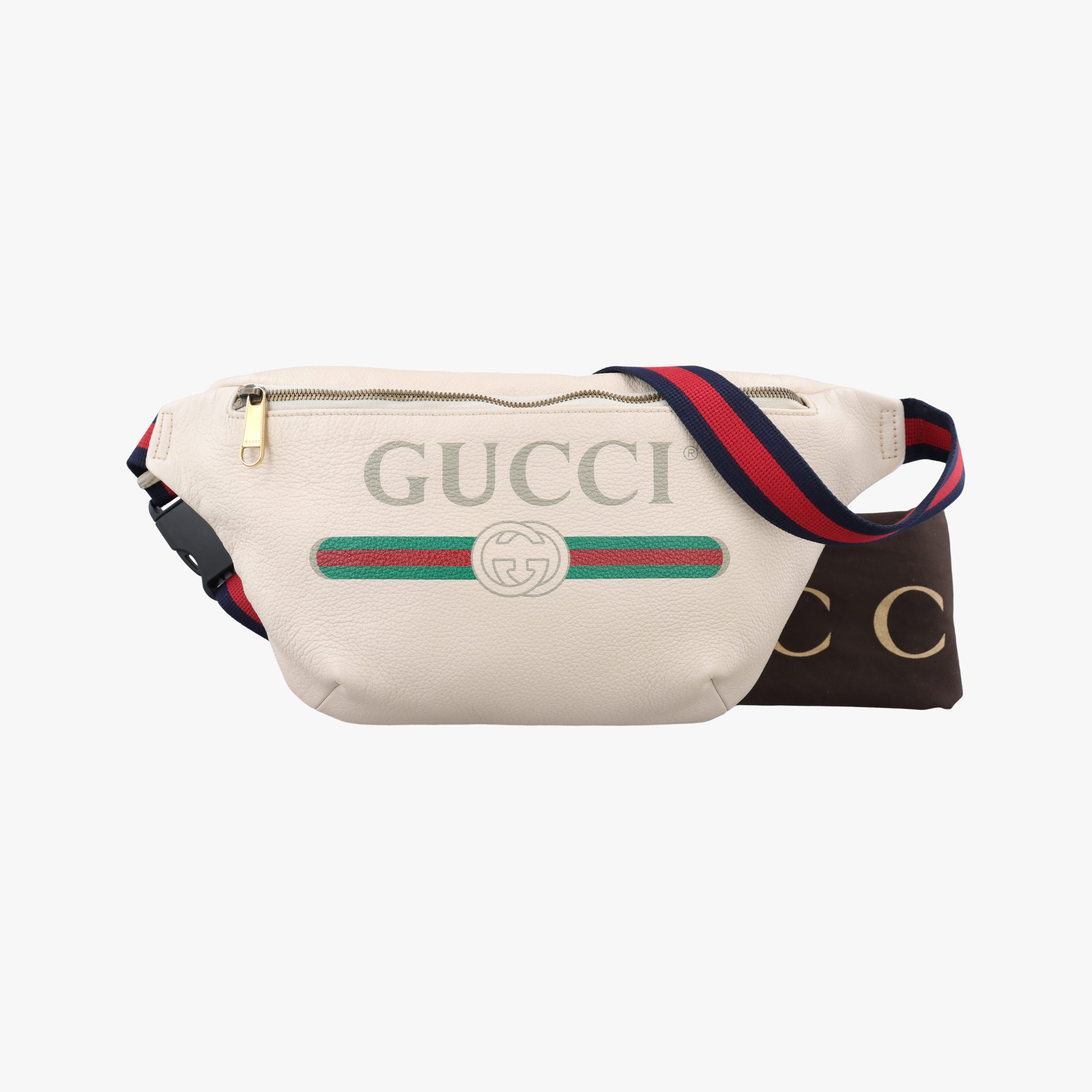 Pre-owned Gucci Print White Leather 530412 bum bag/waist bag | stylenewstar