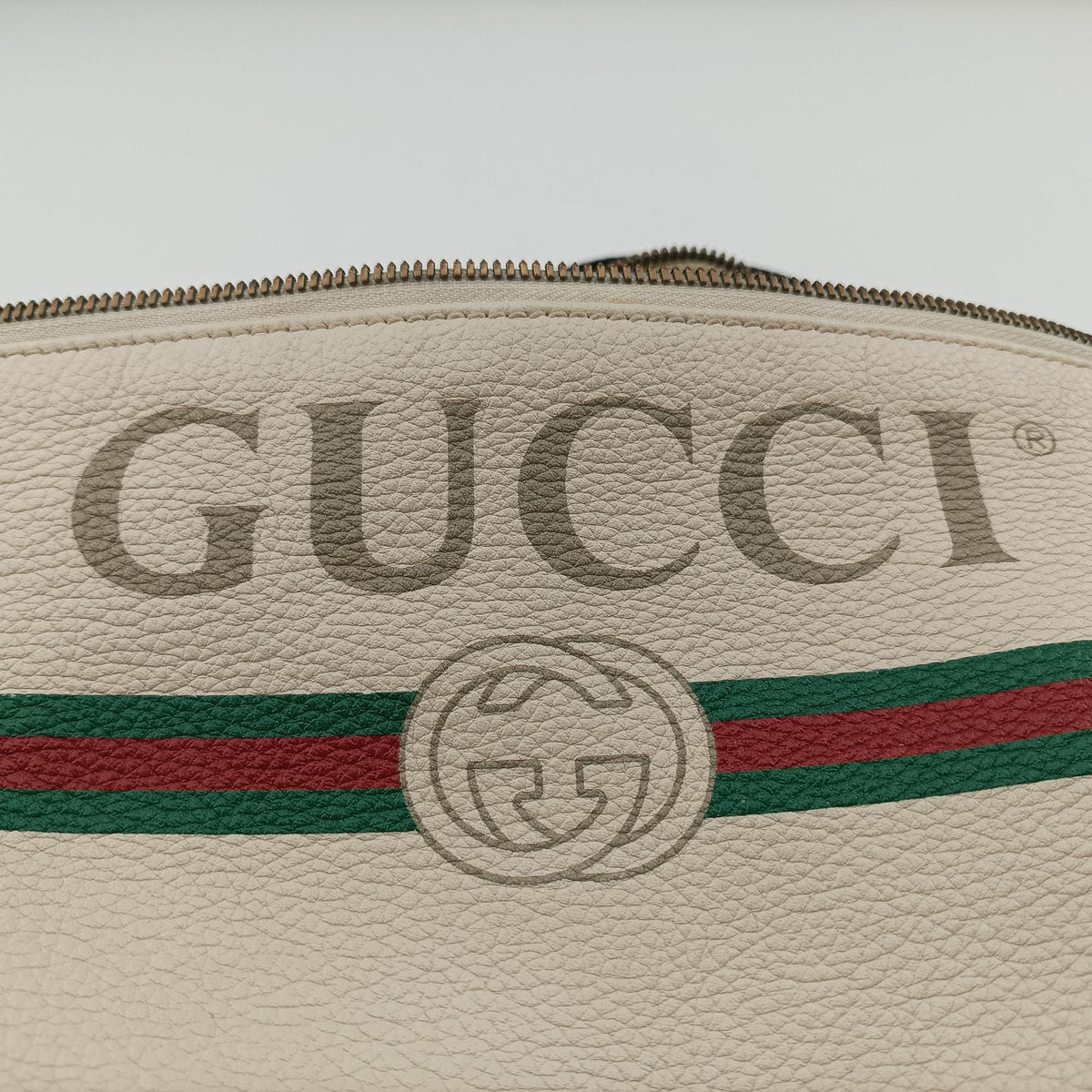 Pre-owned Gucci Print White Leather 530412 bum bag/waist bag | stylenewstar
