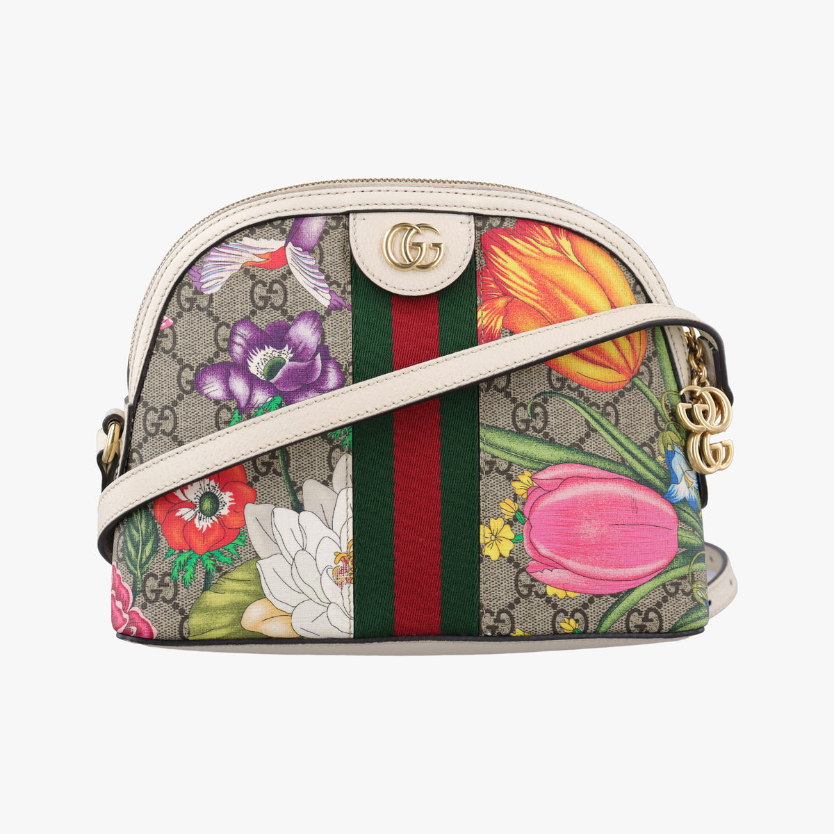 Pre-owned Gucci Ophidia beige×multi PVC coated canvas×leather 499621 shoulderbag | stylenewstar