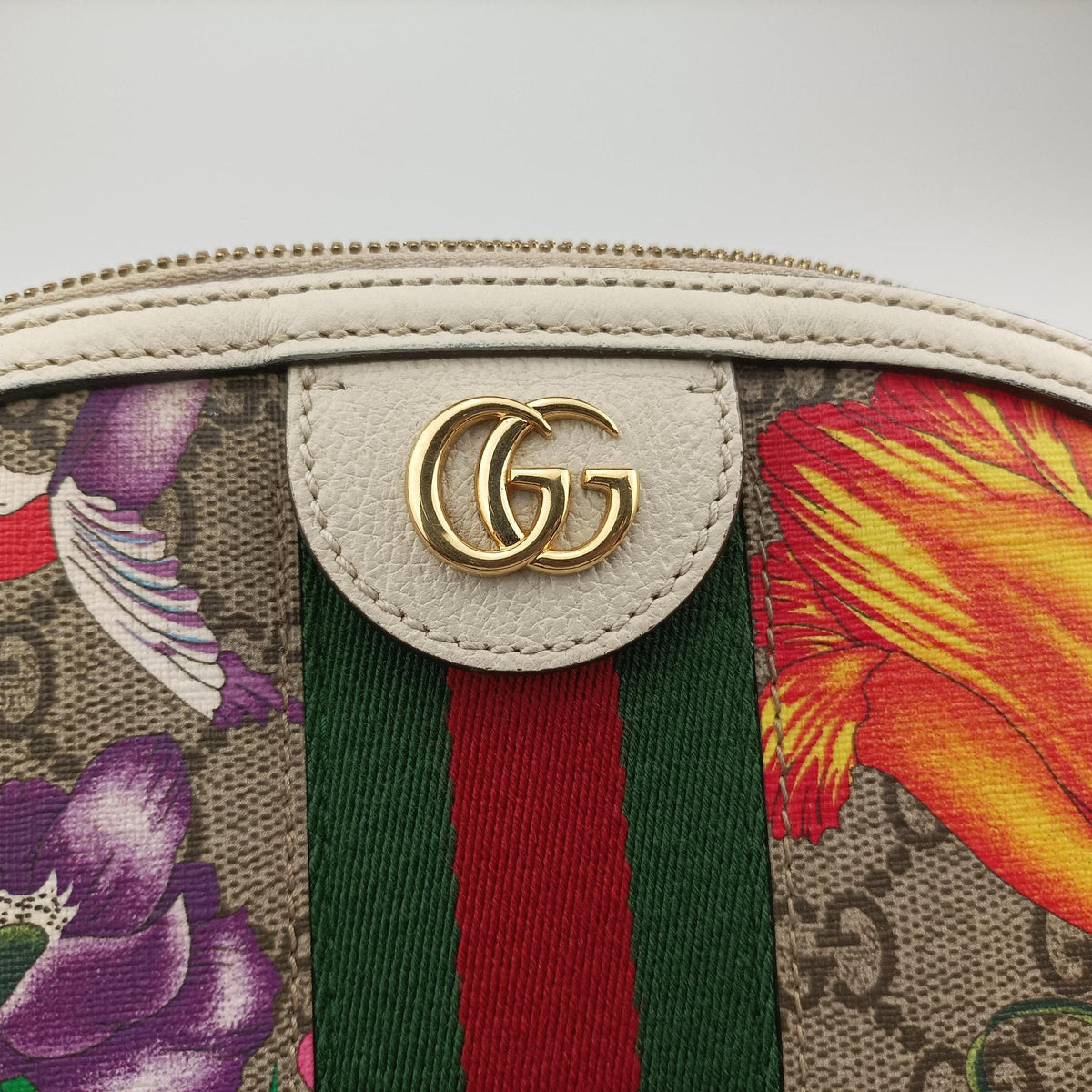 Pre-owned Gucci Ophidia beige×multi PVC coated canvas×leather 499621 shoulderbag | stylenewstar