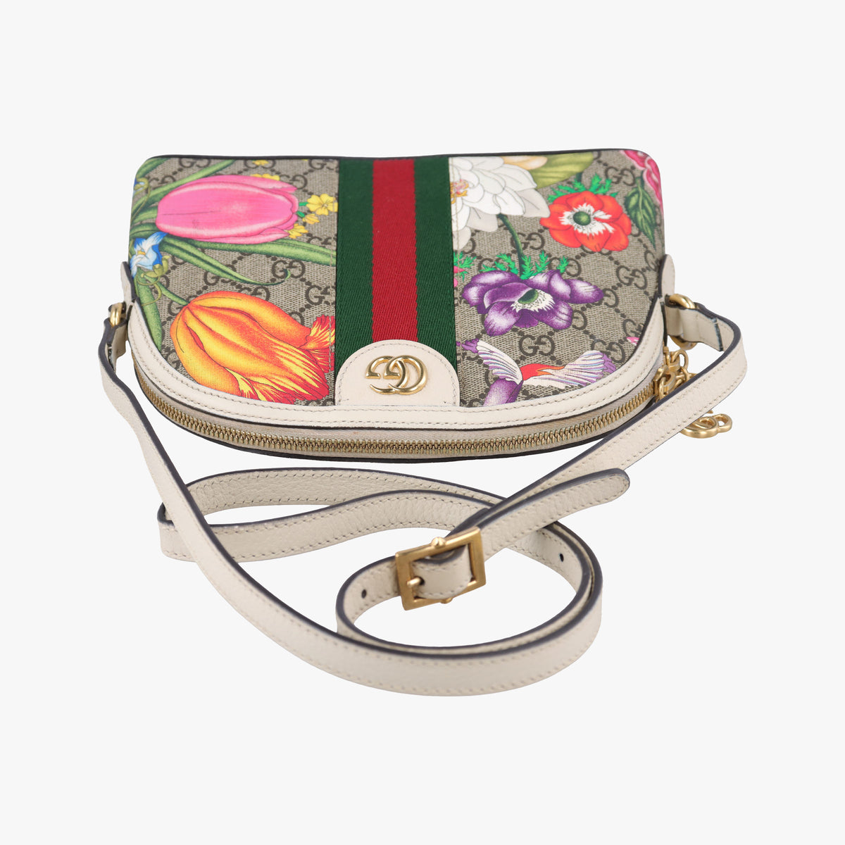 Pre-owned Gucci Ophidia beige×multi PVC coated canvas×leather 499621 shoulderbag | stylenewstar