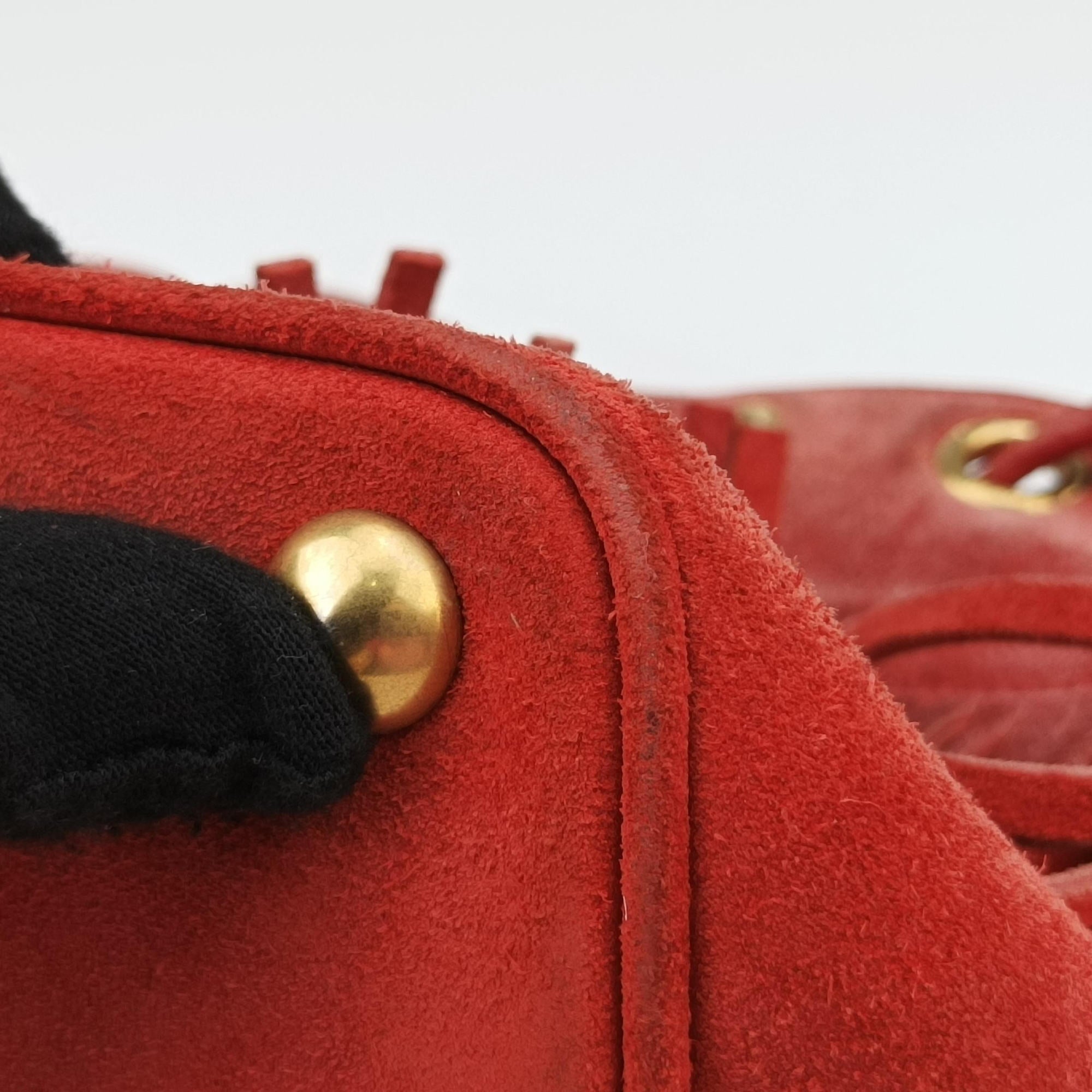 Secondhand Yves Saint Laurent Fringe Red suede 372453 shoulderbag | stylenewstar