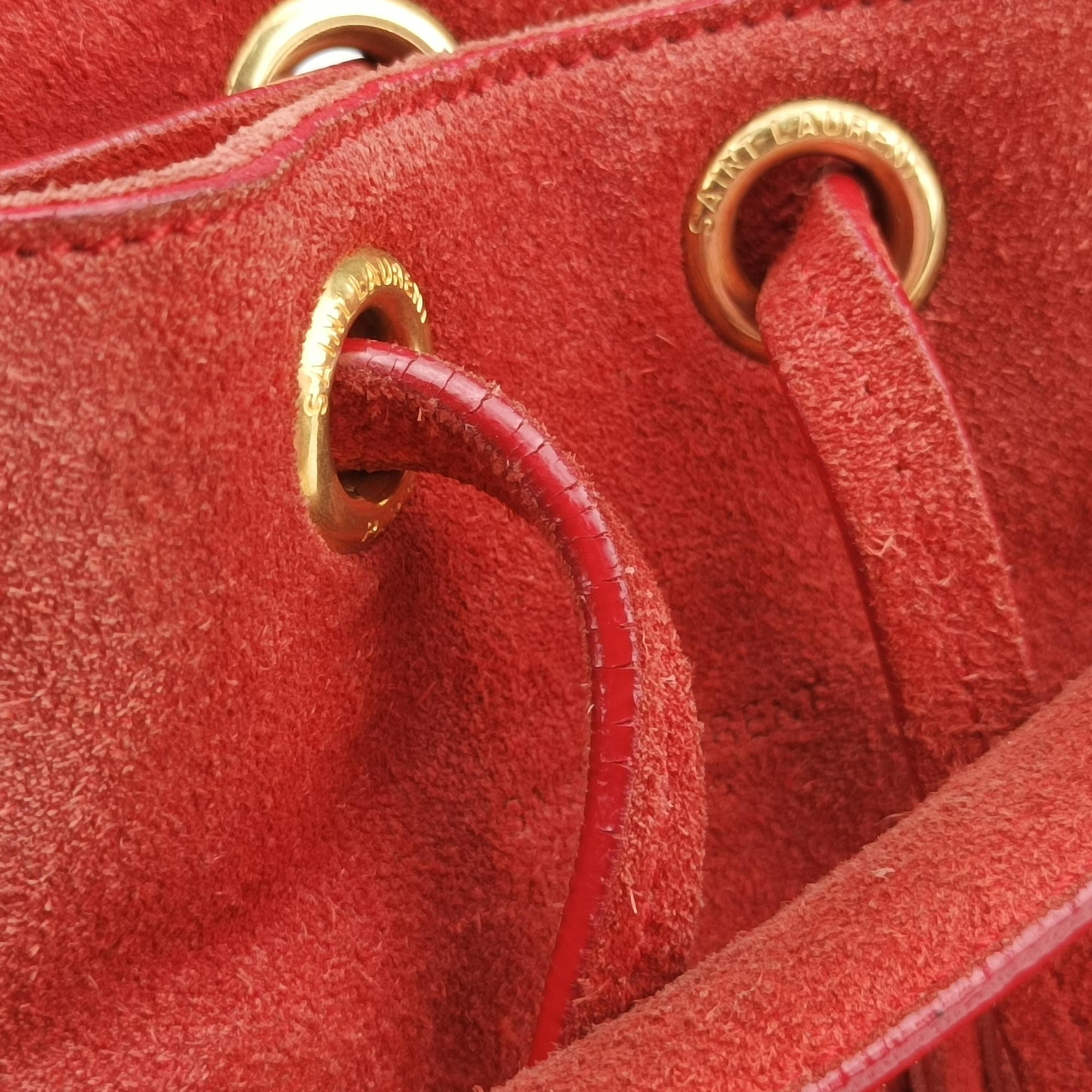 Secondhand Yves Saint Laurent Fringe Red suede 372453 shoulderbag | stylenewstar