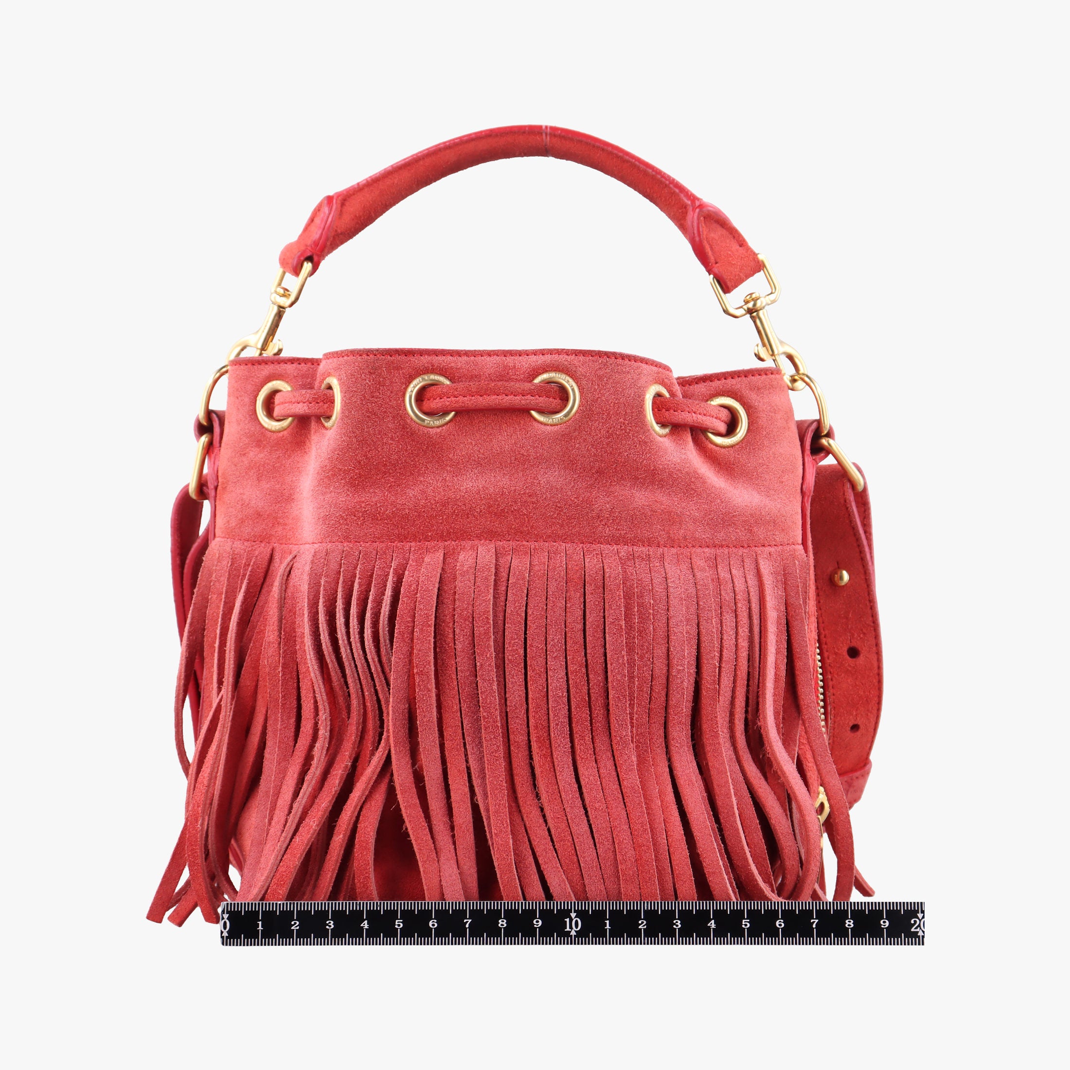 Secondhand Yves Saint Laurent Fringe Red suede 372453 shoulderbag | stylenewstar