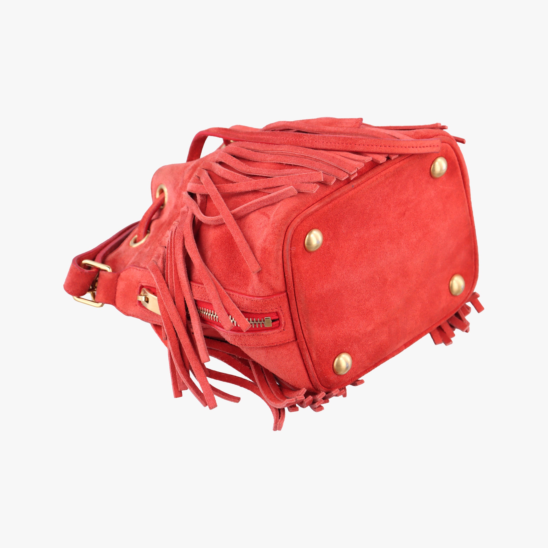 Secondhand Yves Saint Laurent Fringe Red suede 372453 shoulderbag | stylenewstar