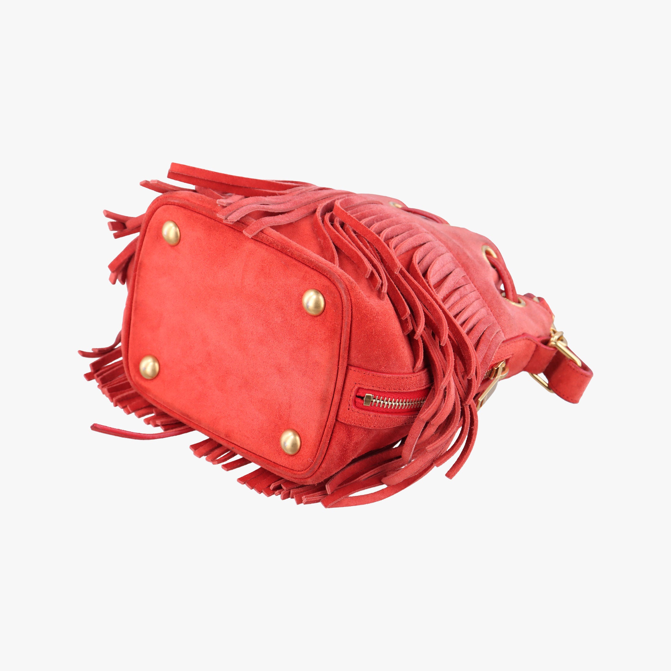 Secondhand Yves Saint Laurent Fringe Red suede 372453 shoulderbag | stylenewstar