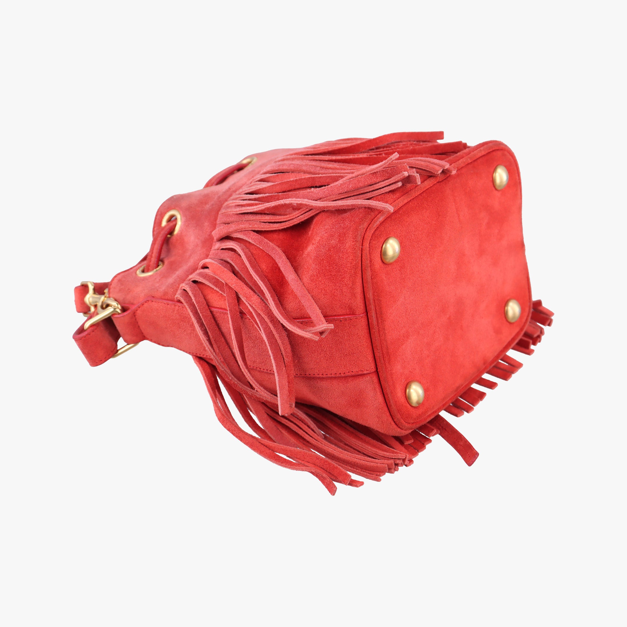 Secondhand Yves Saint Laurent Fringe Red suede 372453 shoulderbag | stylenewstar