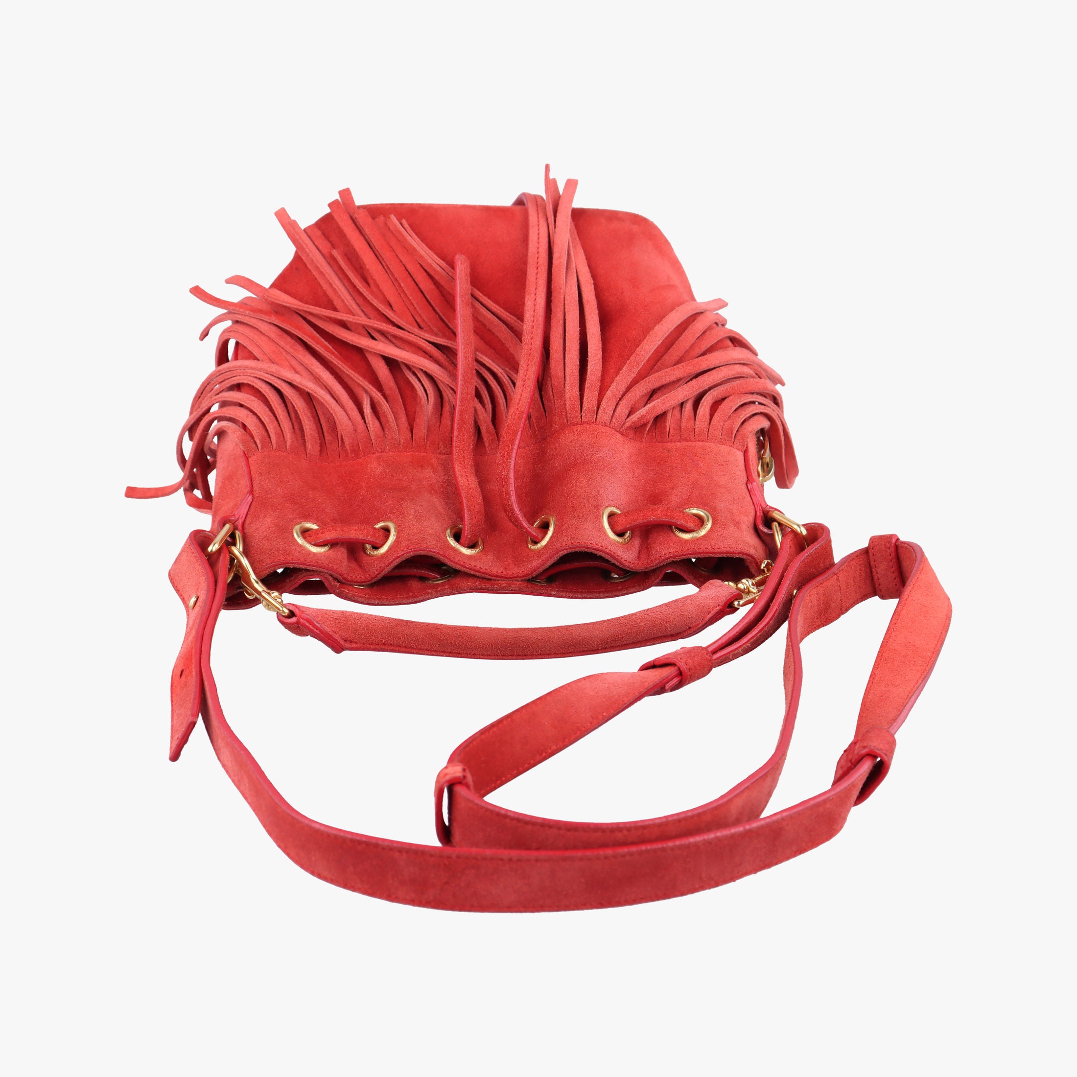 Secondhand Yves Saint Laurent Fringe Red suede 372453 shoulderbag | stylenewstar