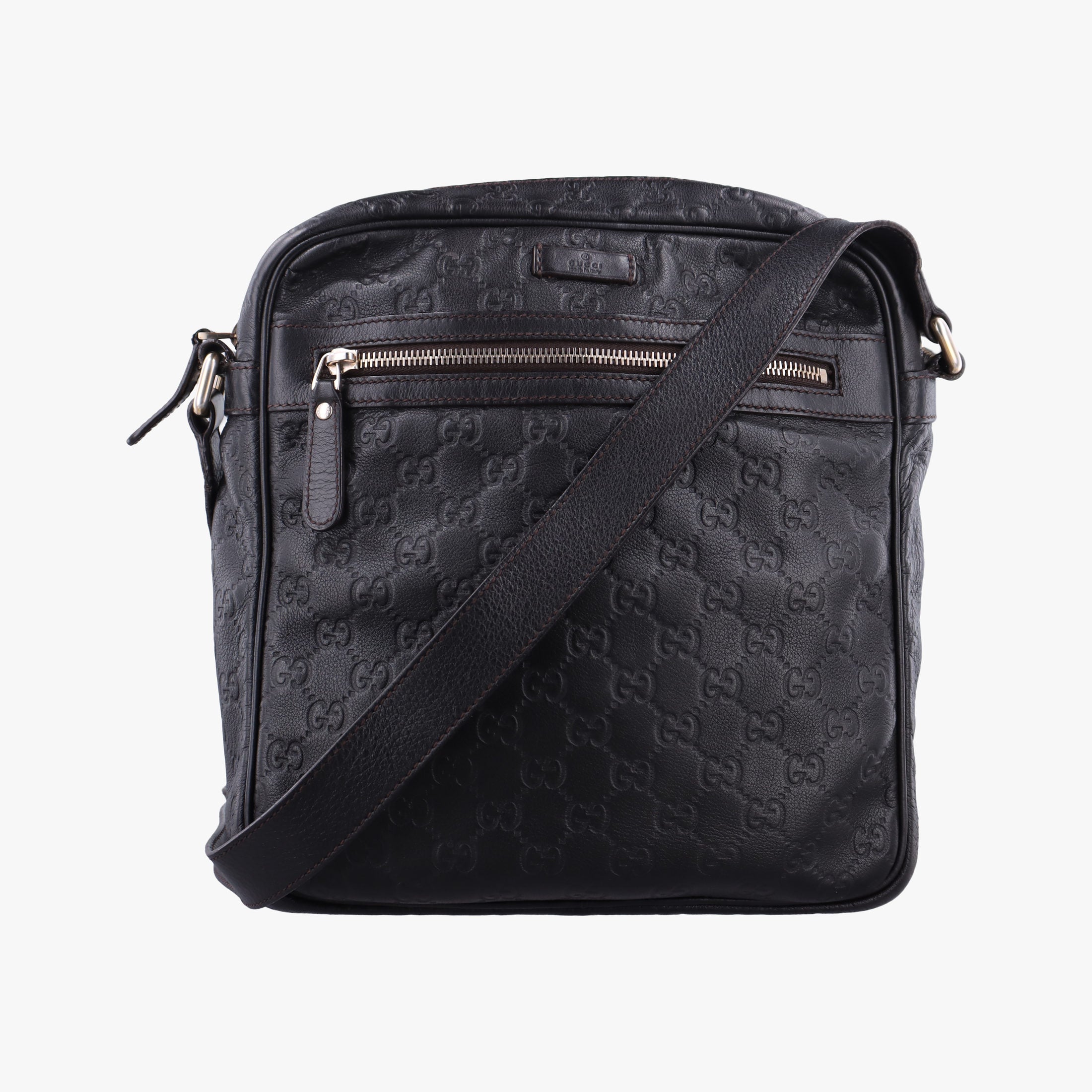 Vintage Gucci GG Imprime Messenger Black Leather 201448 shoulderbag | stylenewstar