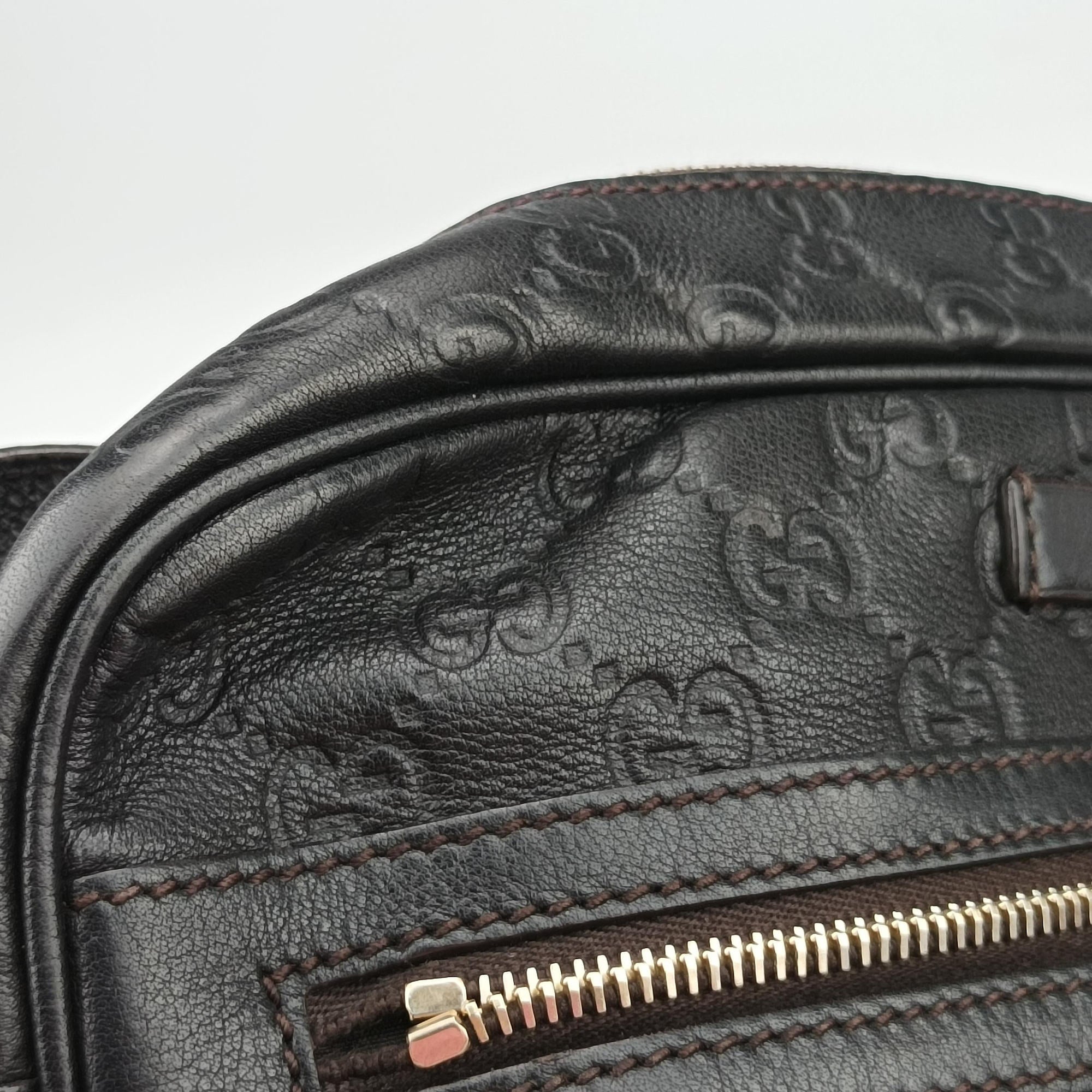 Vintage Gucci GG Imprime Messenger Black Leather 201448 shoulderbag | stylenewstar