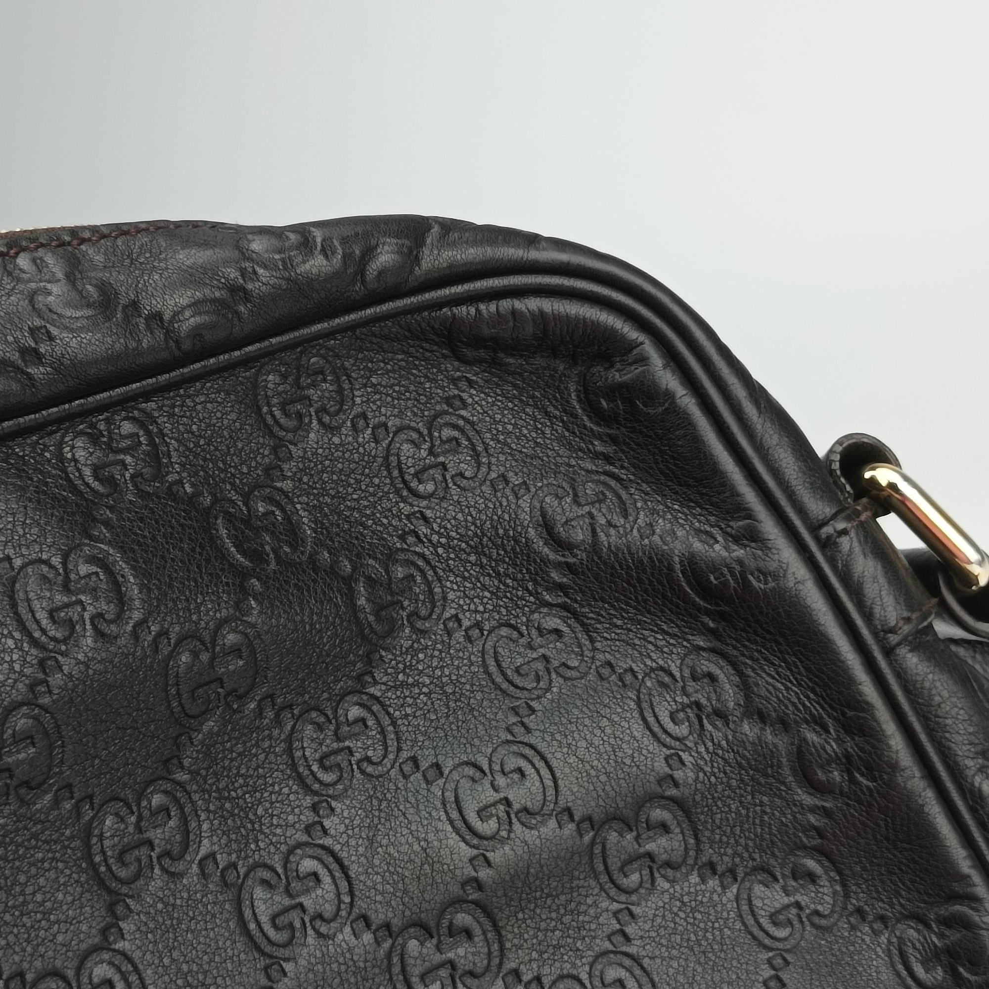 Vintage Gucci GG Imprime Messenger Black Leather 201448 shoulderbag | stylenewstar