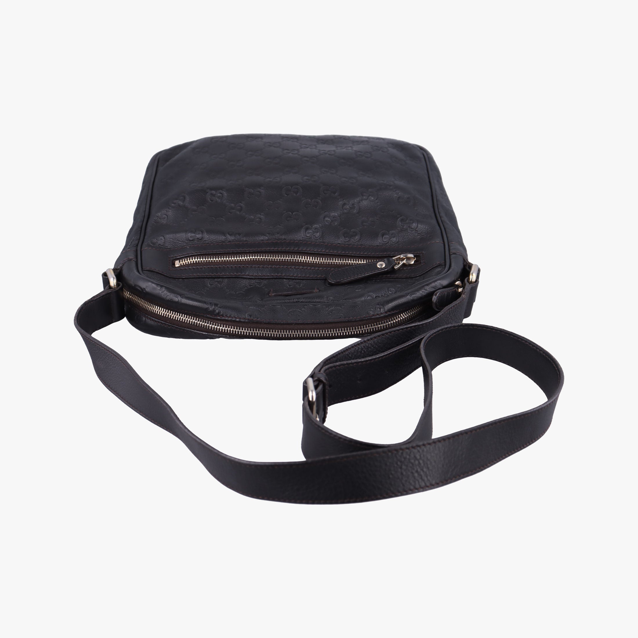Vintage Gucci GG Imprime Messenger Black Leather 201448 shoulderbag | stylenewstar