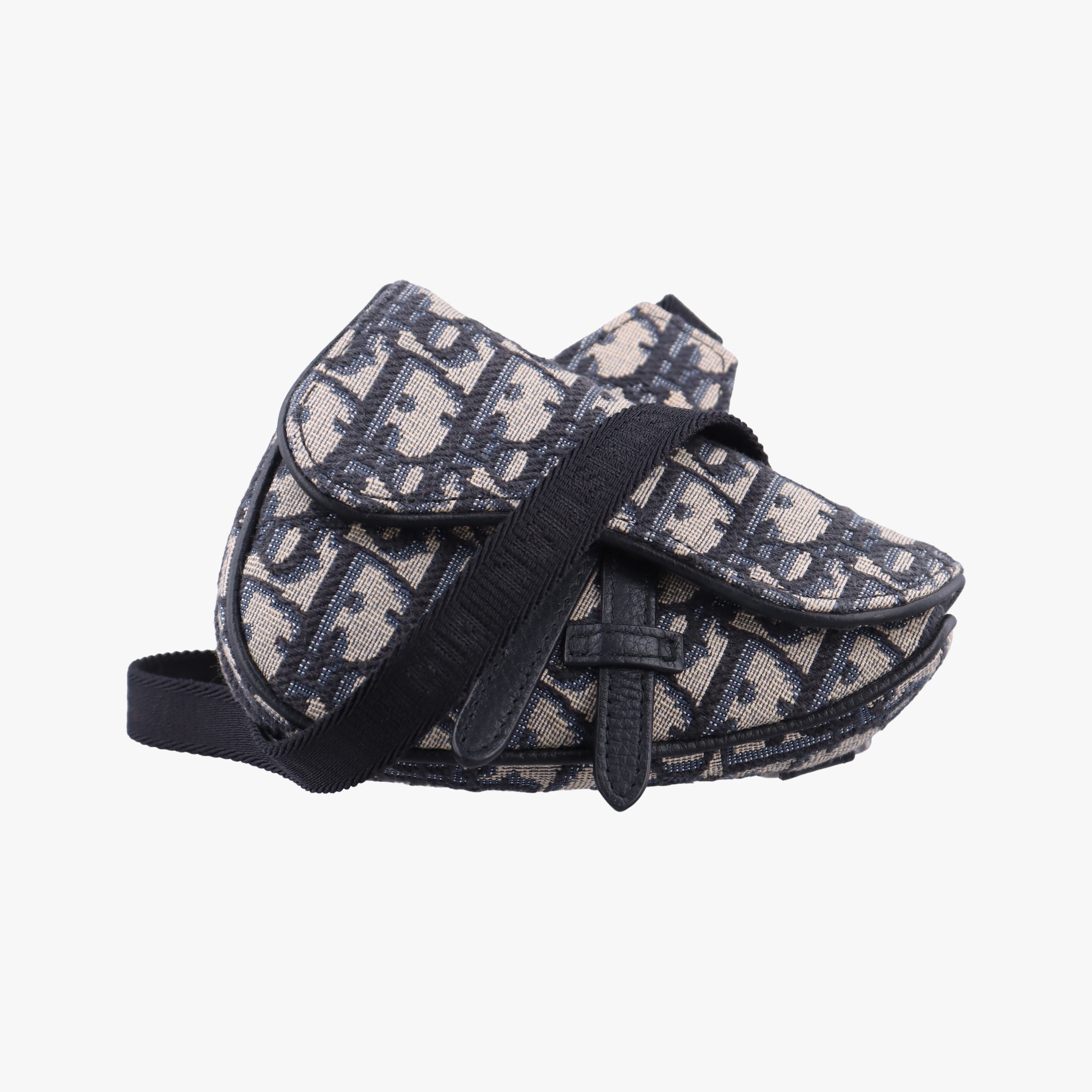 Vintage Christian Dior saddle Navy×Gray Jacquard  bum bag/waist bag | stylenewstar