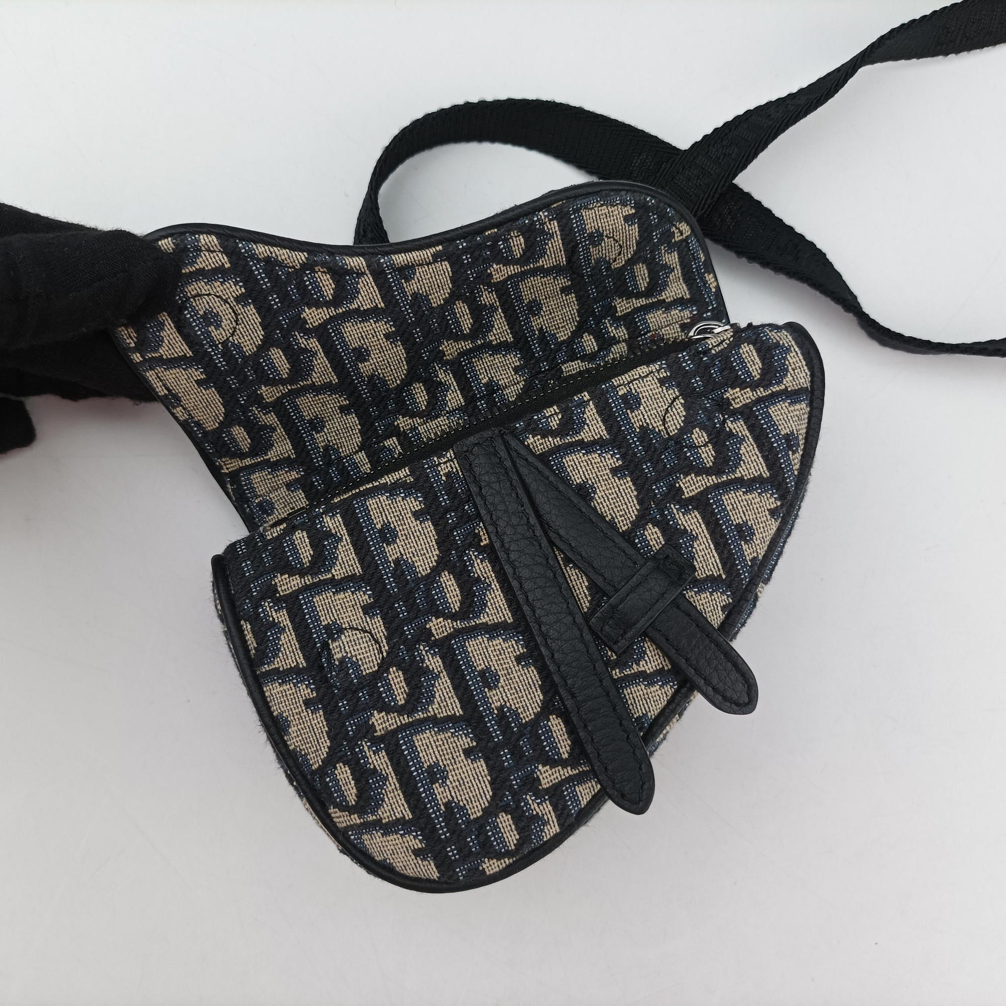 Vintage Christian Dior saddle Navy×Gray Jacquard  bum bag/waist bag | stylenewstar