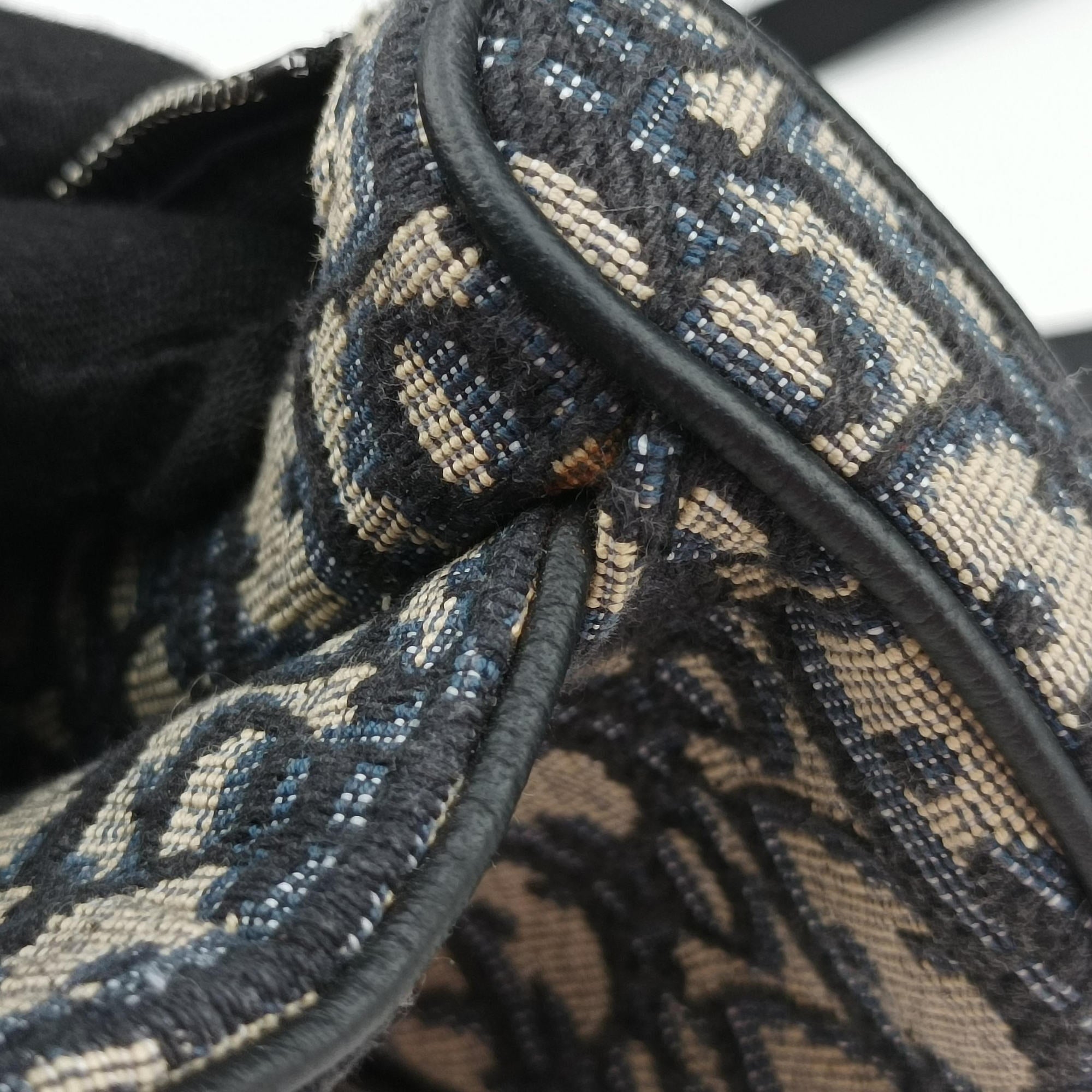 Vintage Christian Dior saddle Navy×Gray Jacquard  bum bag/waist bag | stylenewstar
