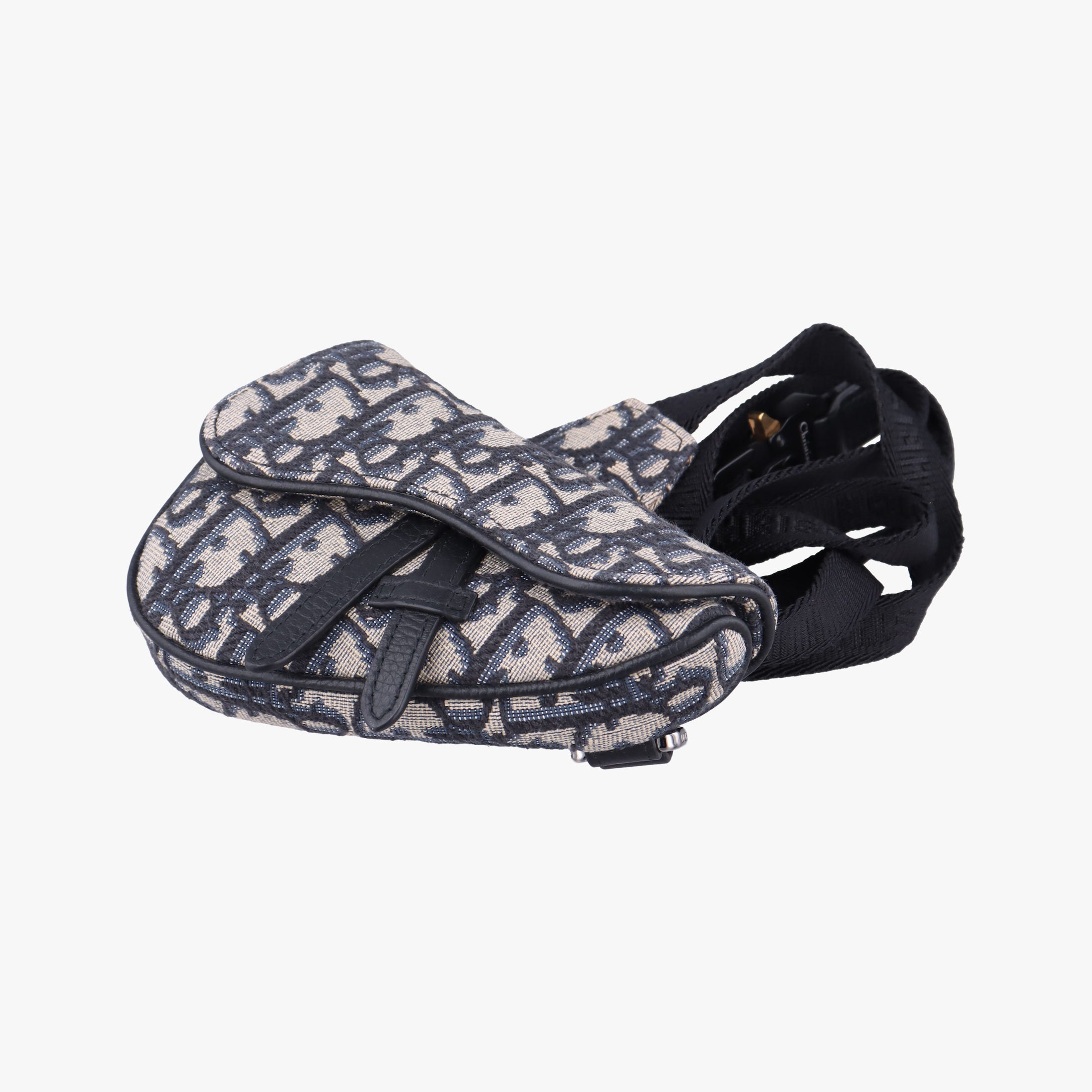 Vintage Christian Dior saddle Navy×Gray Jacquard  bum bag/waist bag | stylenewstar