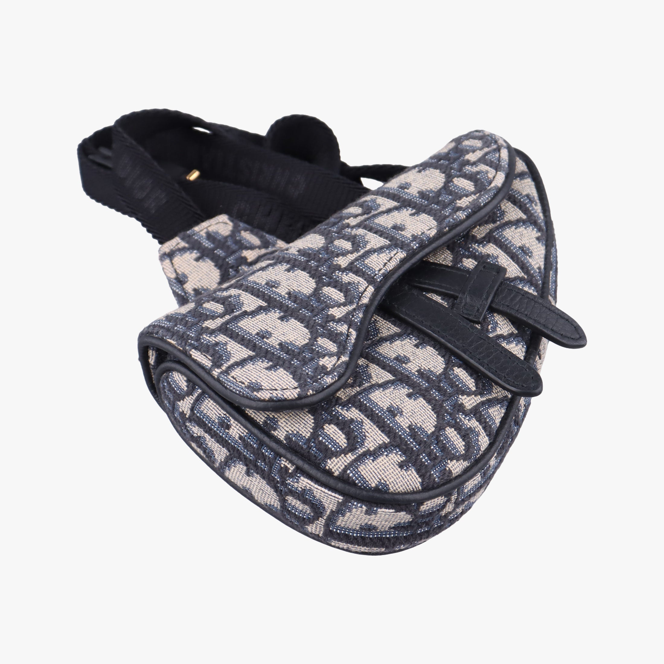Vintage Christian Dior saddle Navy×Gray Jacquard  bum bag/waist bag | stylenewstar