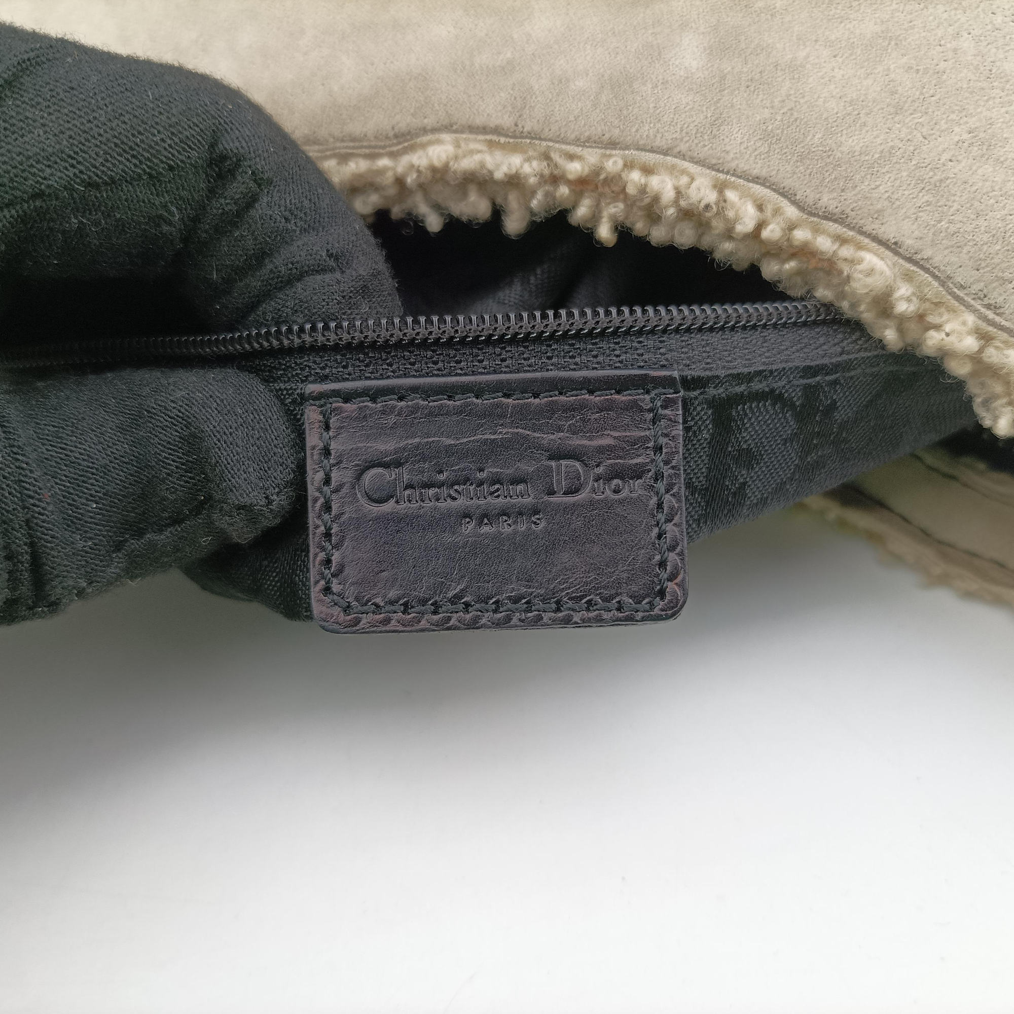 Pre-owned Christian Dior Corset Hobo Beige × Black Mouton × Nylon × Leather  handbag | stylenewstar