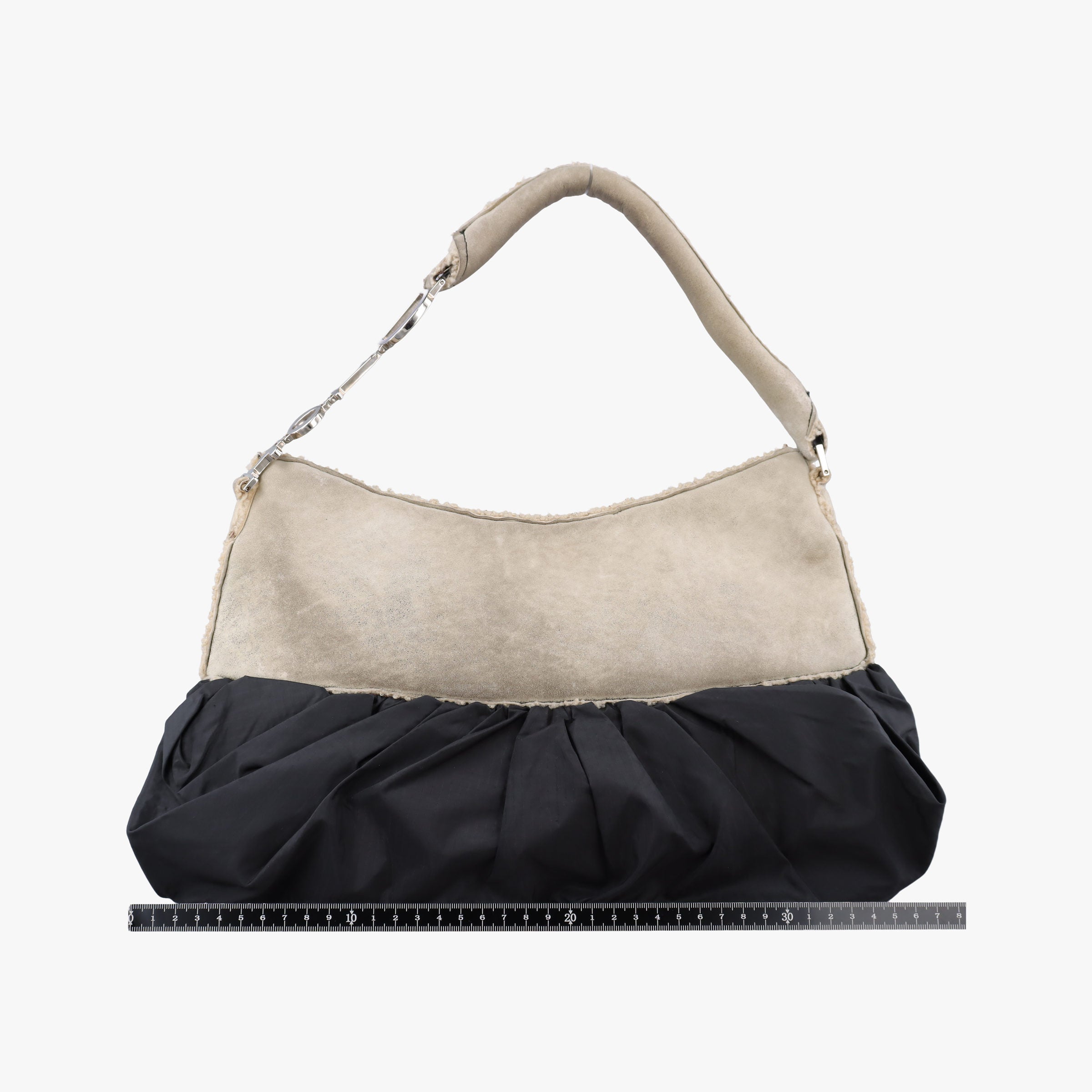 Pre-owned Christian Dior Corset Hobo Beige × Black Mouton × Nylon × Leather  handbag | stylenewstar