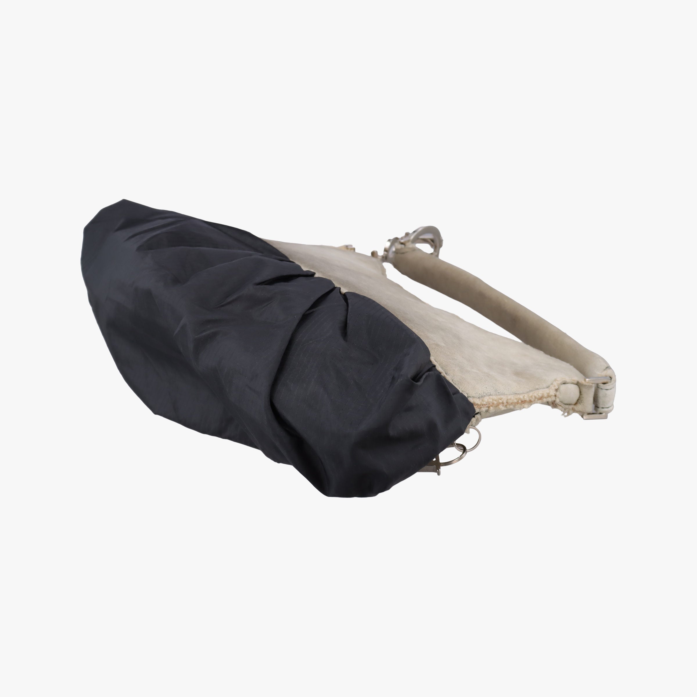 Pre-owned Christian Dior Corset Hobo Beige × Black Mouton × Nylon × Leather  handbag | stylenewstar