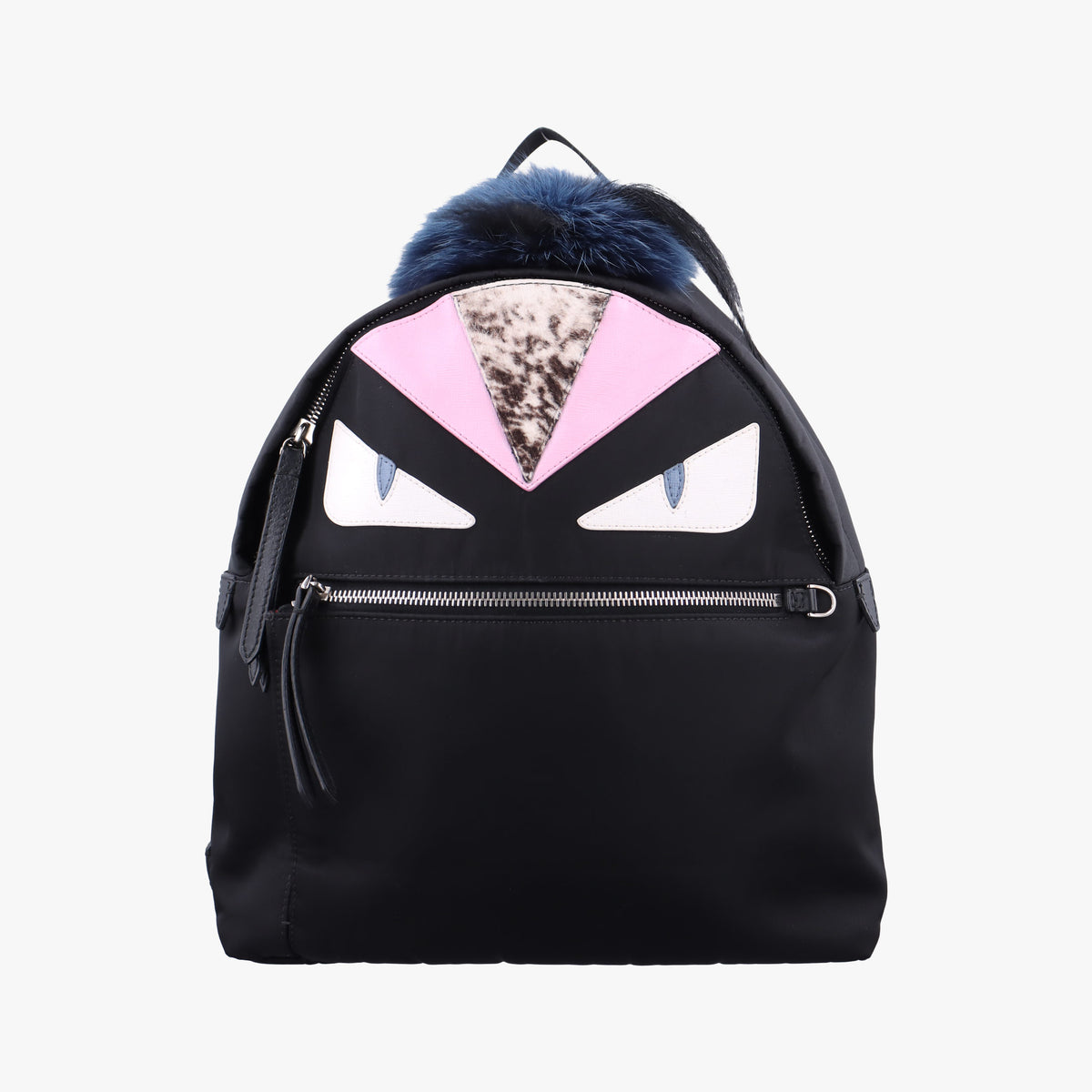 Pre-owned Fendi monster bag bugs Black x Multicolour Nylon x leather 8BZ035 backpack/rucksack | stylenewstar