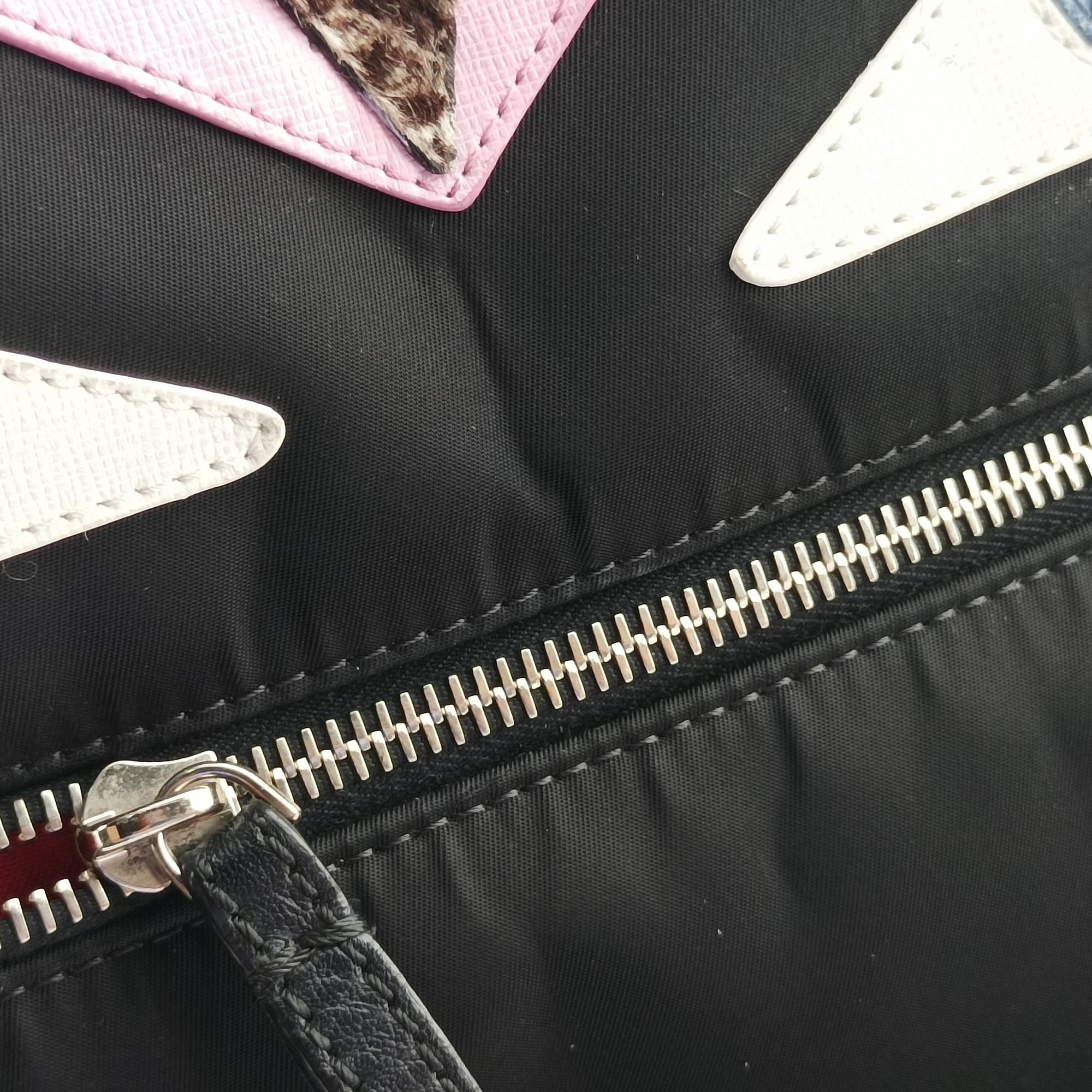 Pre-owned Fendi monster bag bugs Black x Multicolour Nylon x leather 8BZ035 backpack/rucksack | stylenewstar