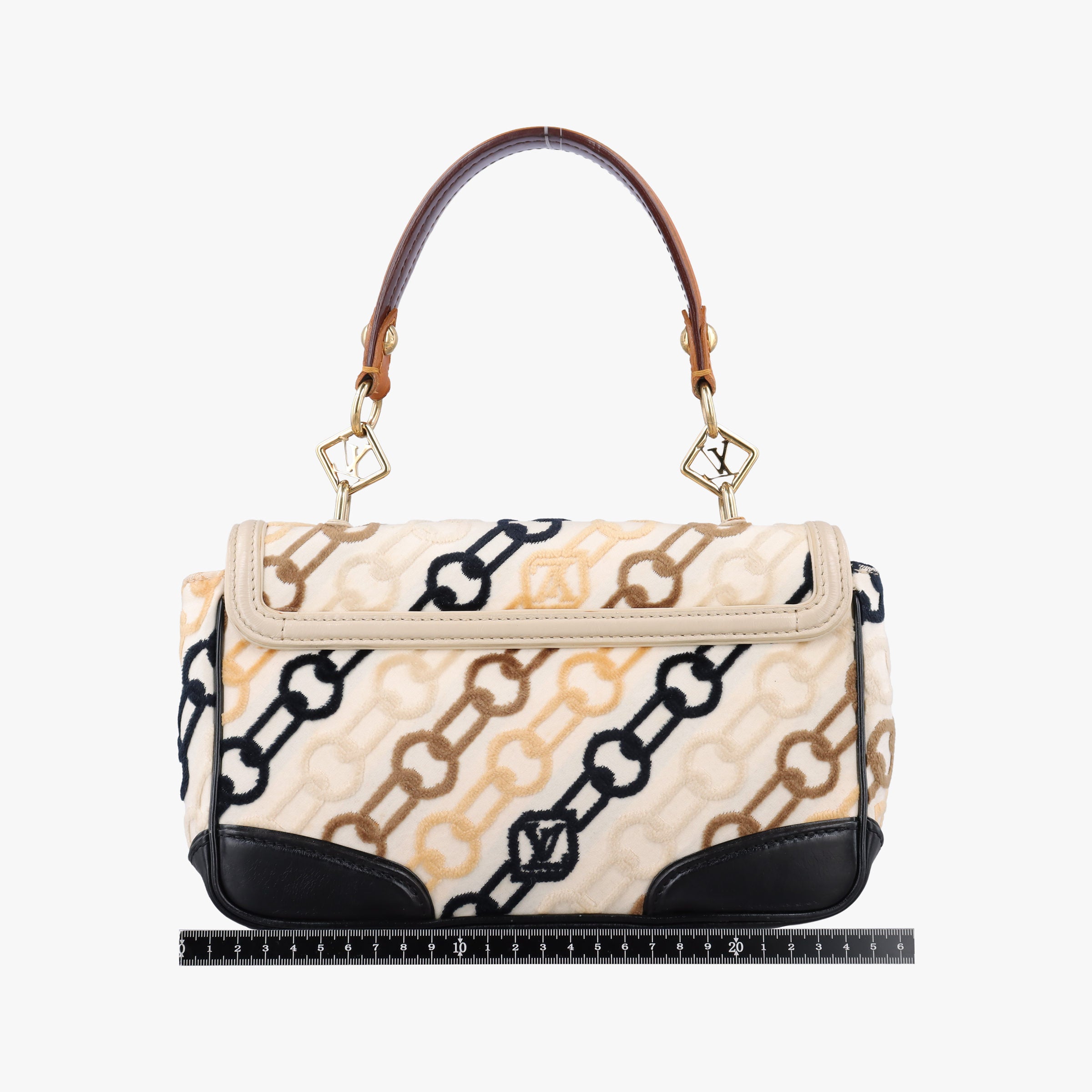 Pre-owned Louis Vuitton Dolly Black x White x Multicolor Cotton ×Velvetx Leather M95194 shoulderbag | stylenewstar