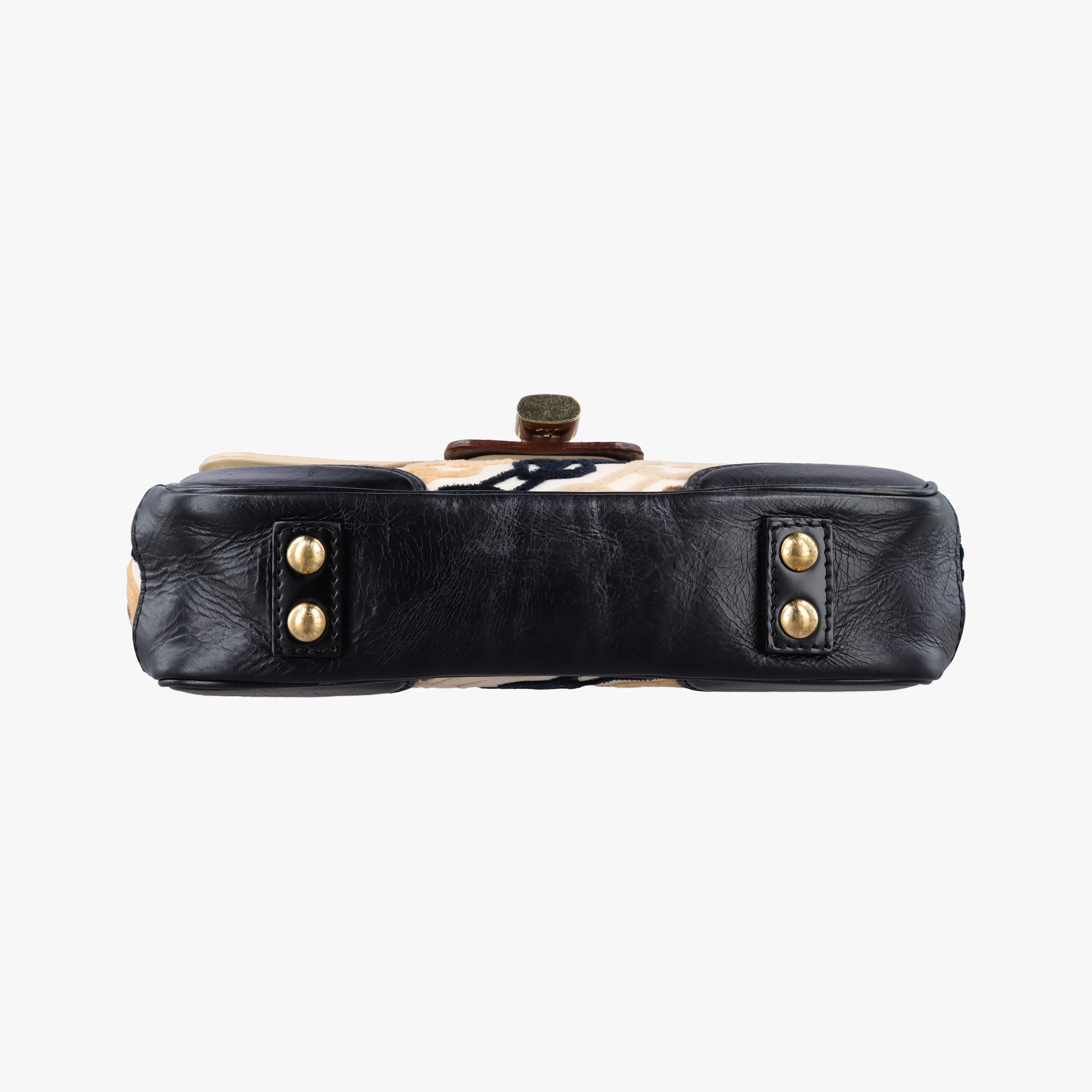 Pre-owned Louis Vuitton Dolly Black x White x Multicolor Cotton ×Velvetx Leather M95194 shoulderbag | stylenewstar