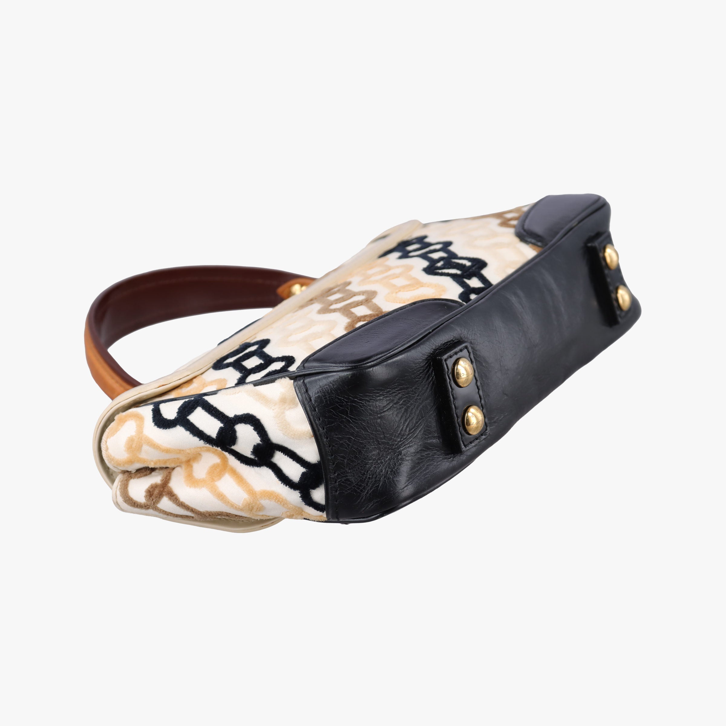 Pre-owned Louis Vuitton Dolly Black x White x Multicolor Cotton ×Velvetx Leather M95194 shoulderbag | stylenewstar