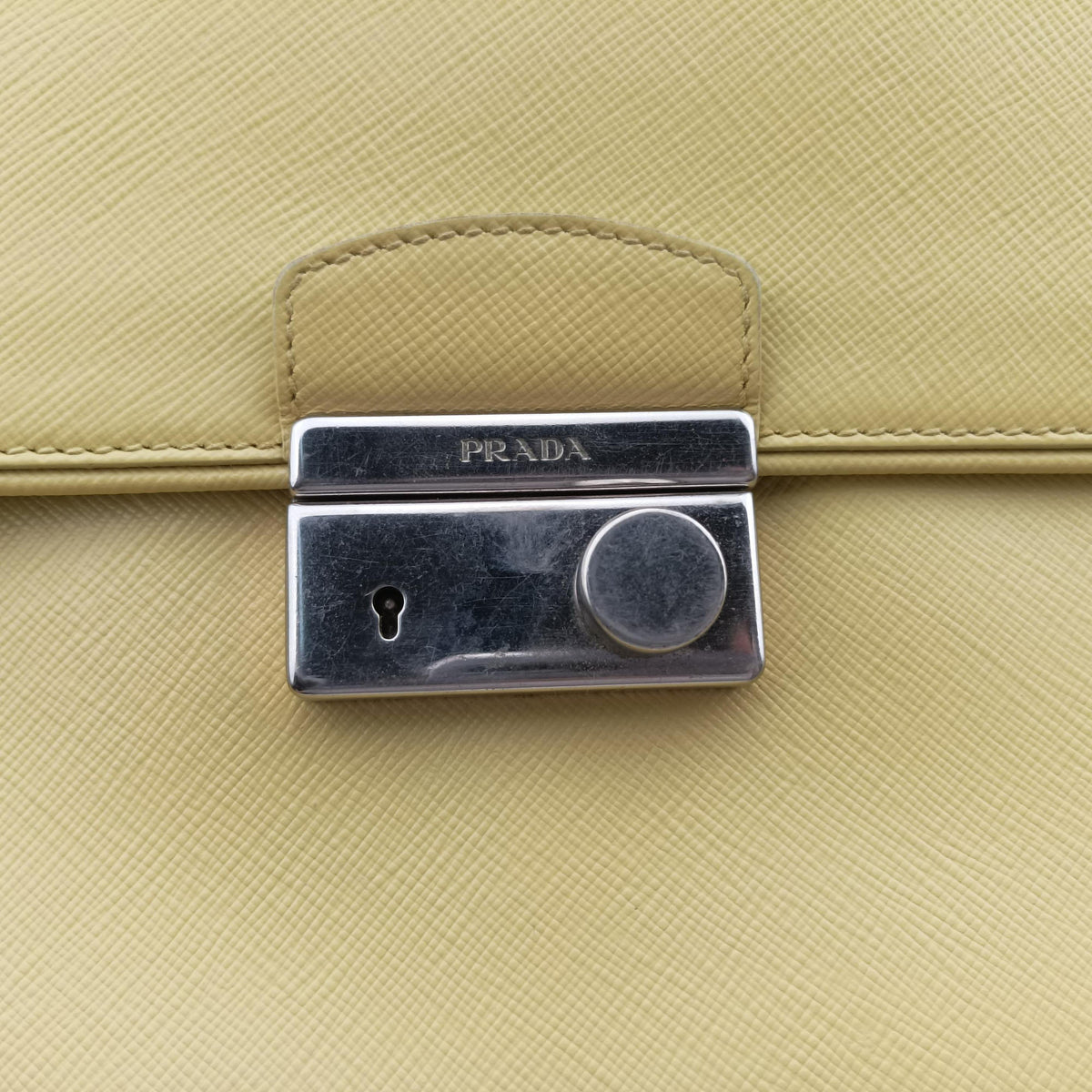 Pre-owned Prada Small Sound Flap Yellow SAFFIANO Leather BN2485 shoulderbag | stylenewstar