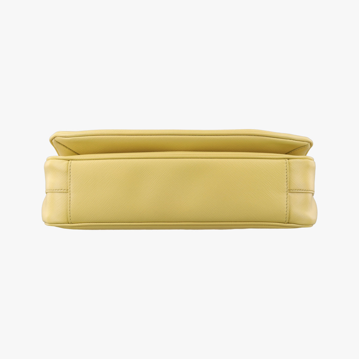 Pre-owned Prada Small Sound Flap Yellow SAFFIANO Leather BN2485 shoulderbag | stylenewstar