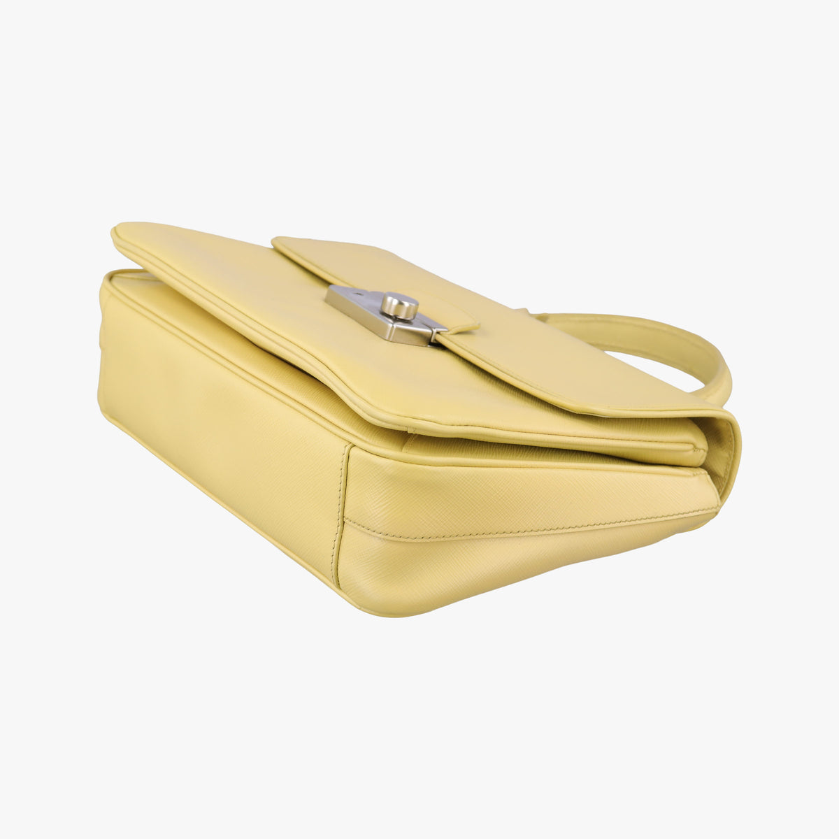 Pre-owned Prada Small Sound Flap Yellow SAFFIANO Leather BN2485 shoulderbag | stylenewstar