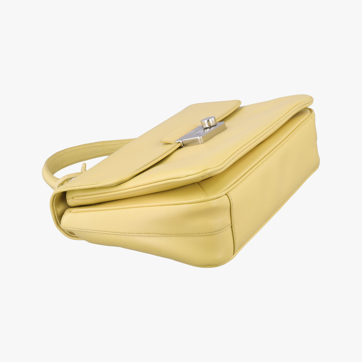 Pre-owned Prada Small Sound Flap Yellow SAFFIANO Leather BN2485 shoulderbag | stylenewstar