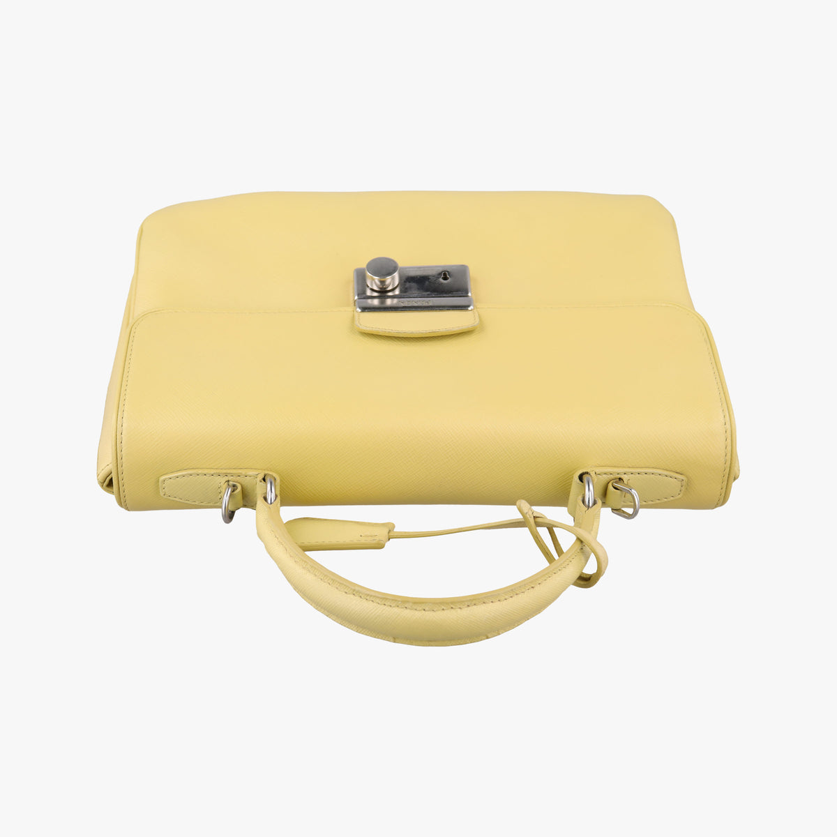 Pre-owned Prada Small Sound Flap Yellow SAFFIANO Leather BN2485 shoulderbag | stylenewstar