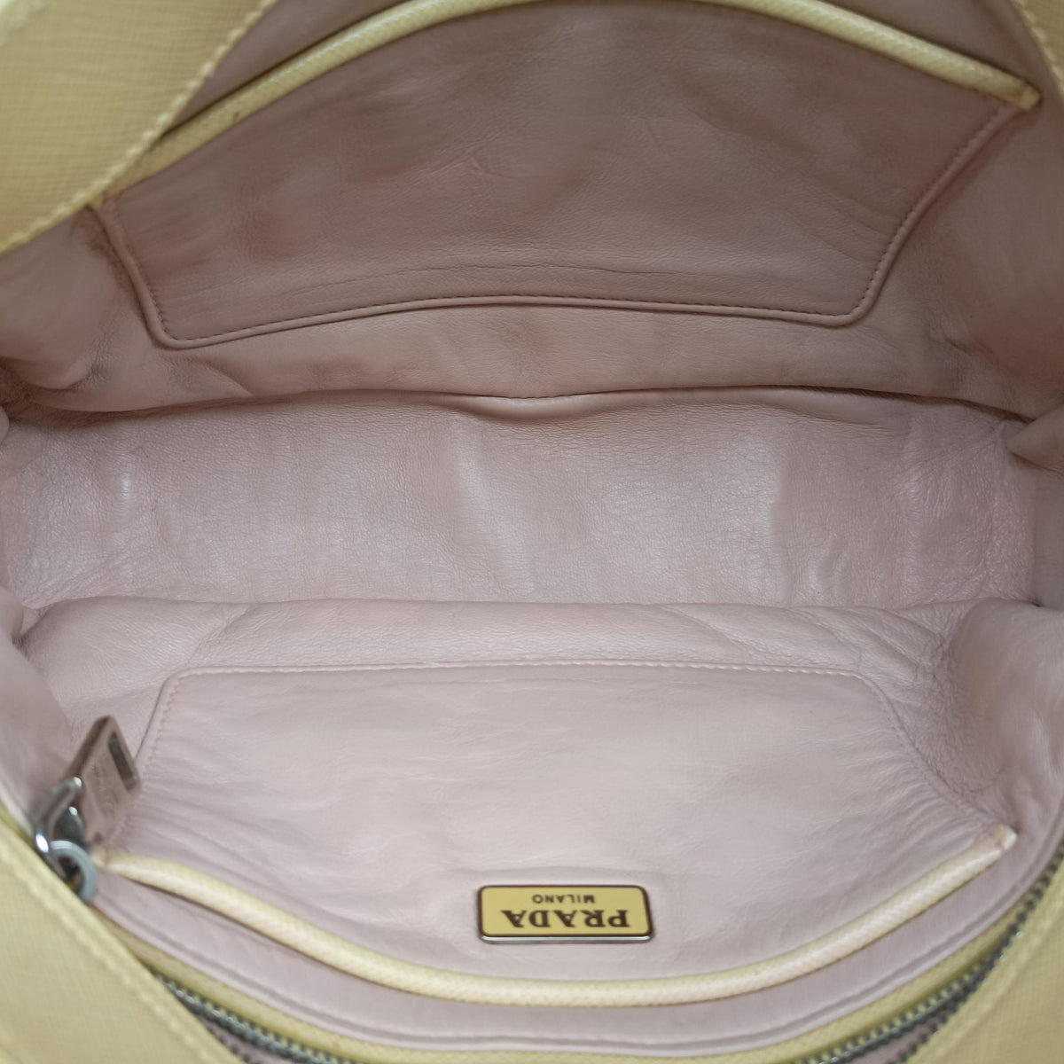 Pre-owned Prada Small Sound Flap Yellow SAFFIANO Leather BN2485 shoulderbag | stylenewstar