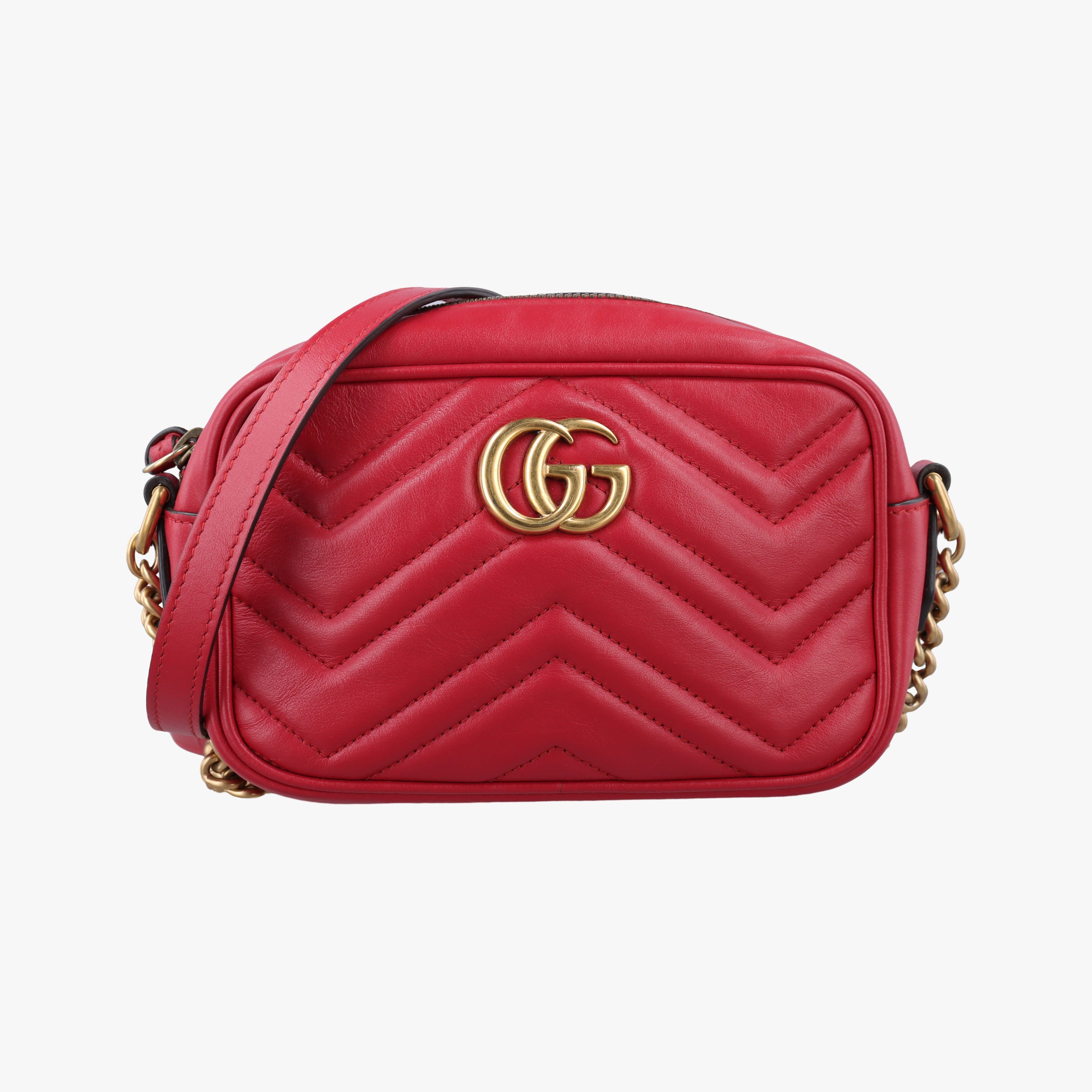 Pre-owned Gucci GG Marmont Red Leather 448065 shoulderbag | stylenewstar